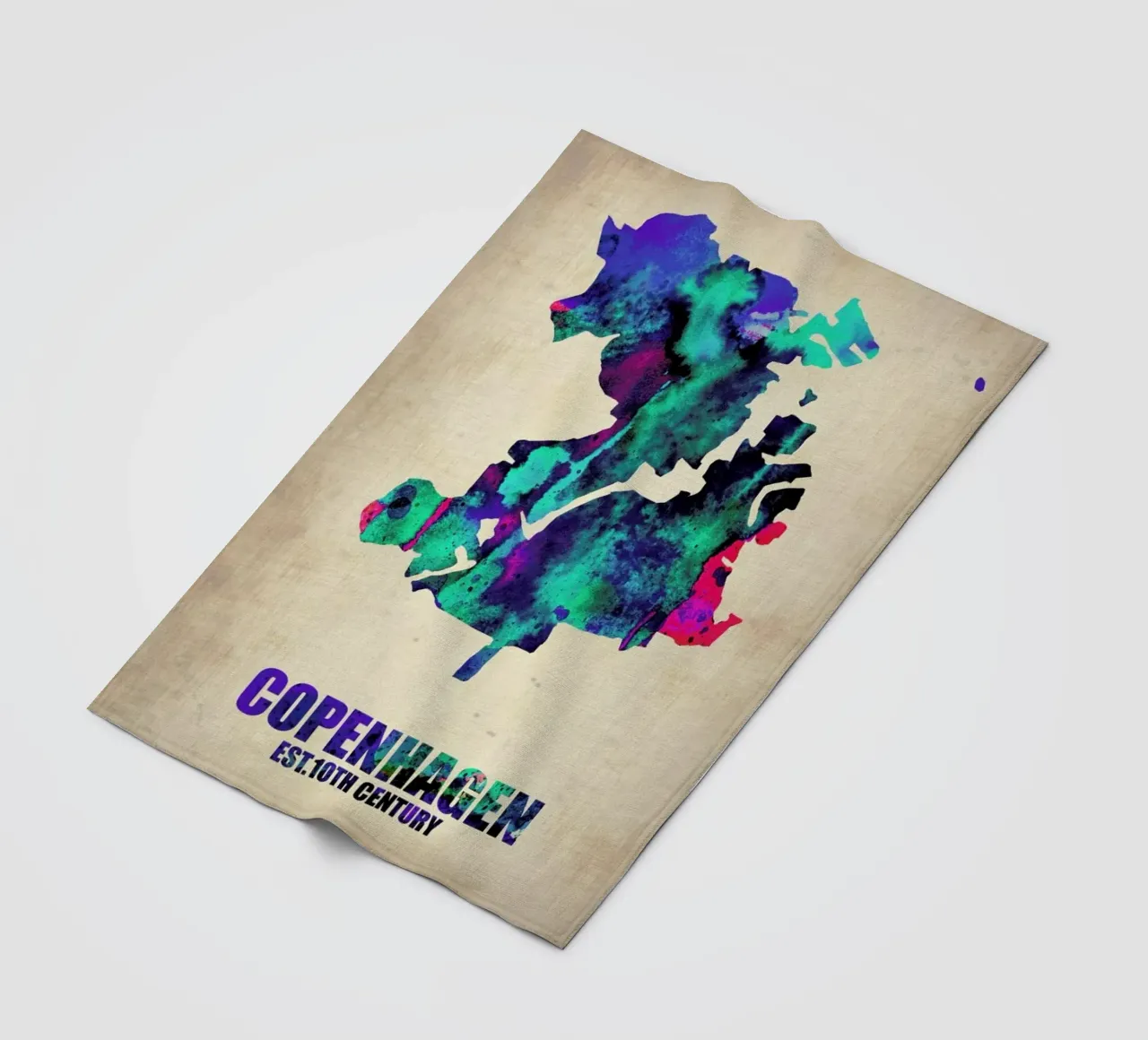 Copenhagen Watercolor Map coperta in pile da Naxart