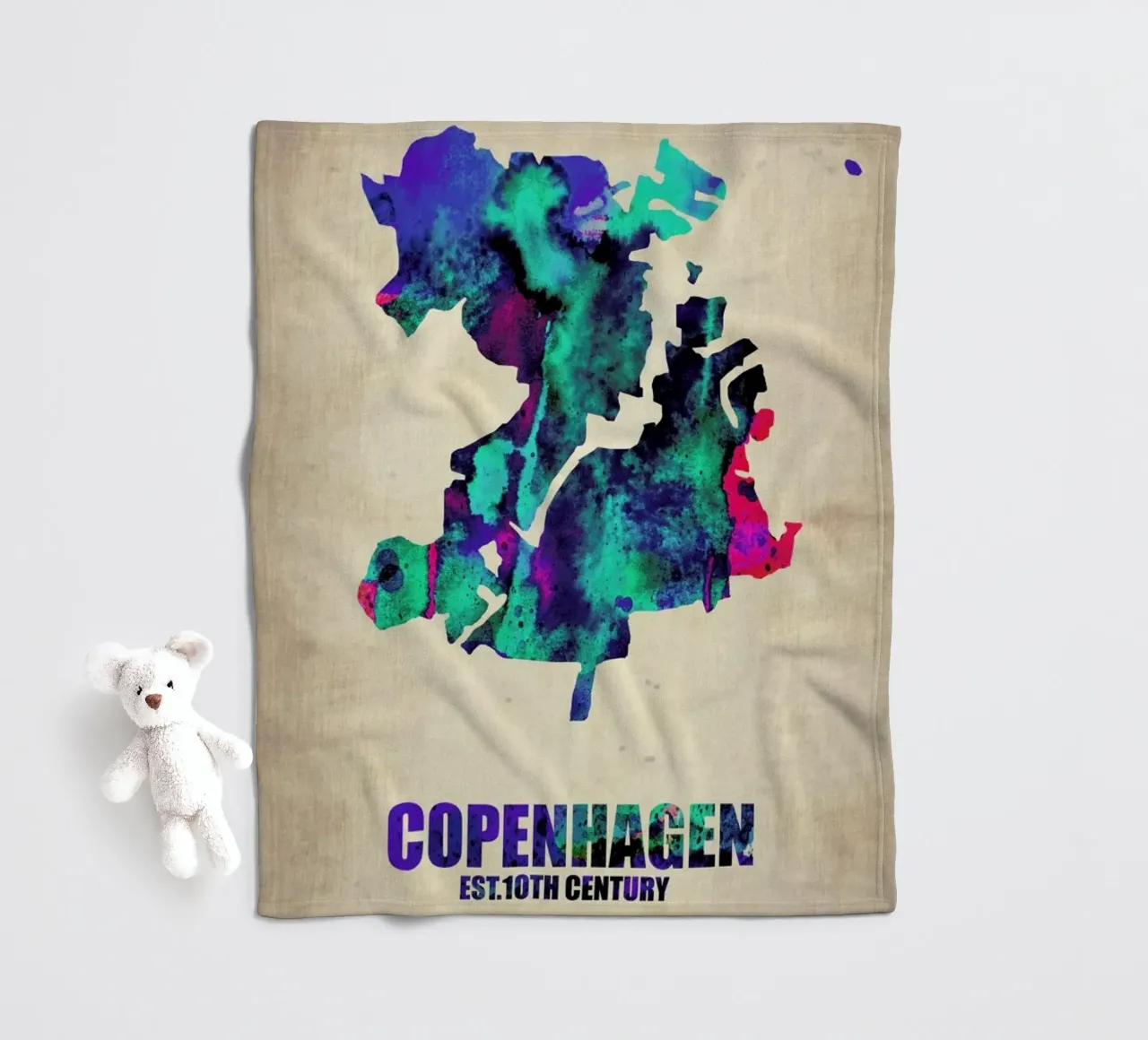Copenhagen Watercolor Map coperta in pile da Naxart