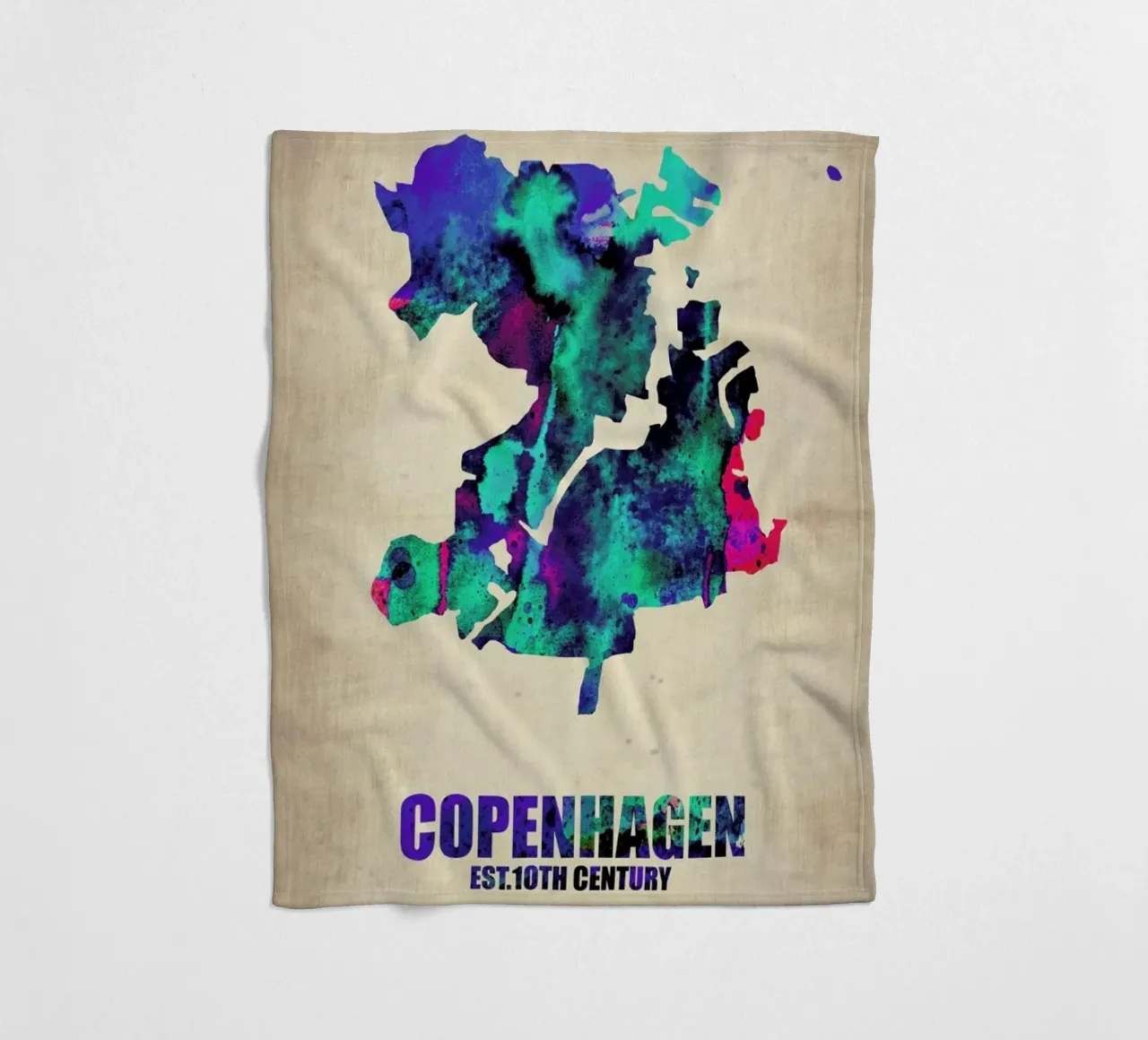 Copenhagen Watercolor Map coperta in pile da Naxart