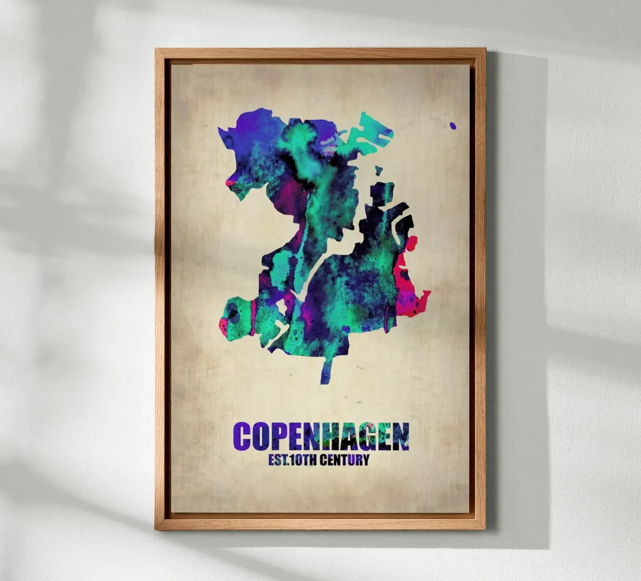 Copenhagen Watercolor Map canvas by Naxart