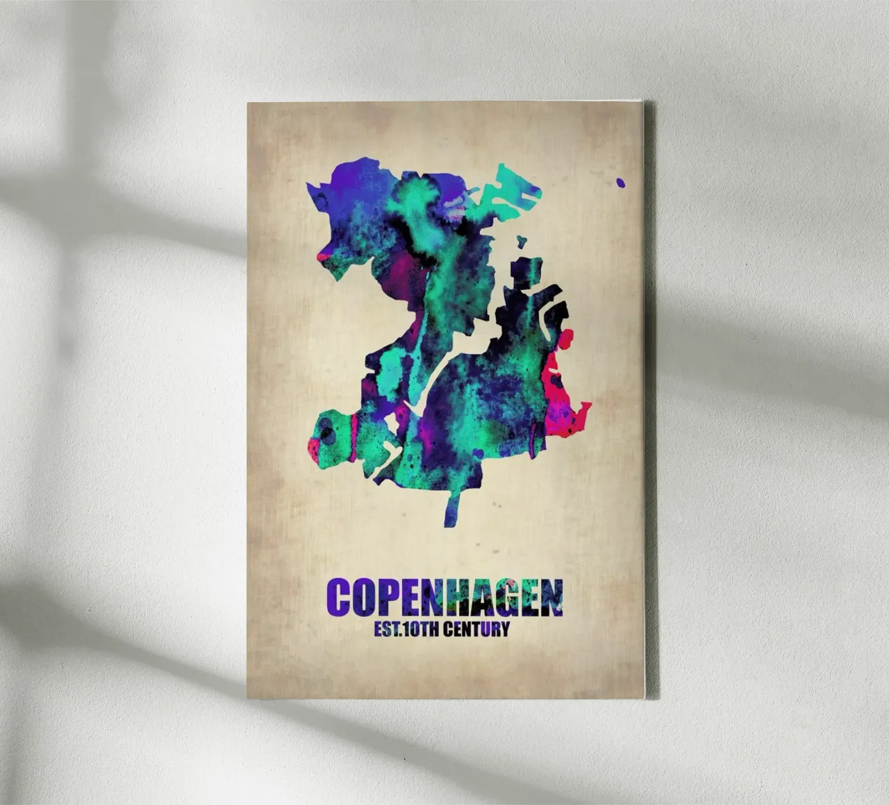 Copenhagen Watercolor Map canvas by Naxart