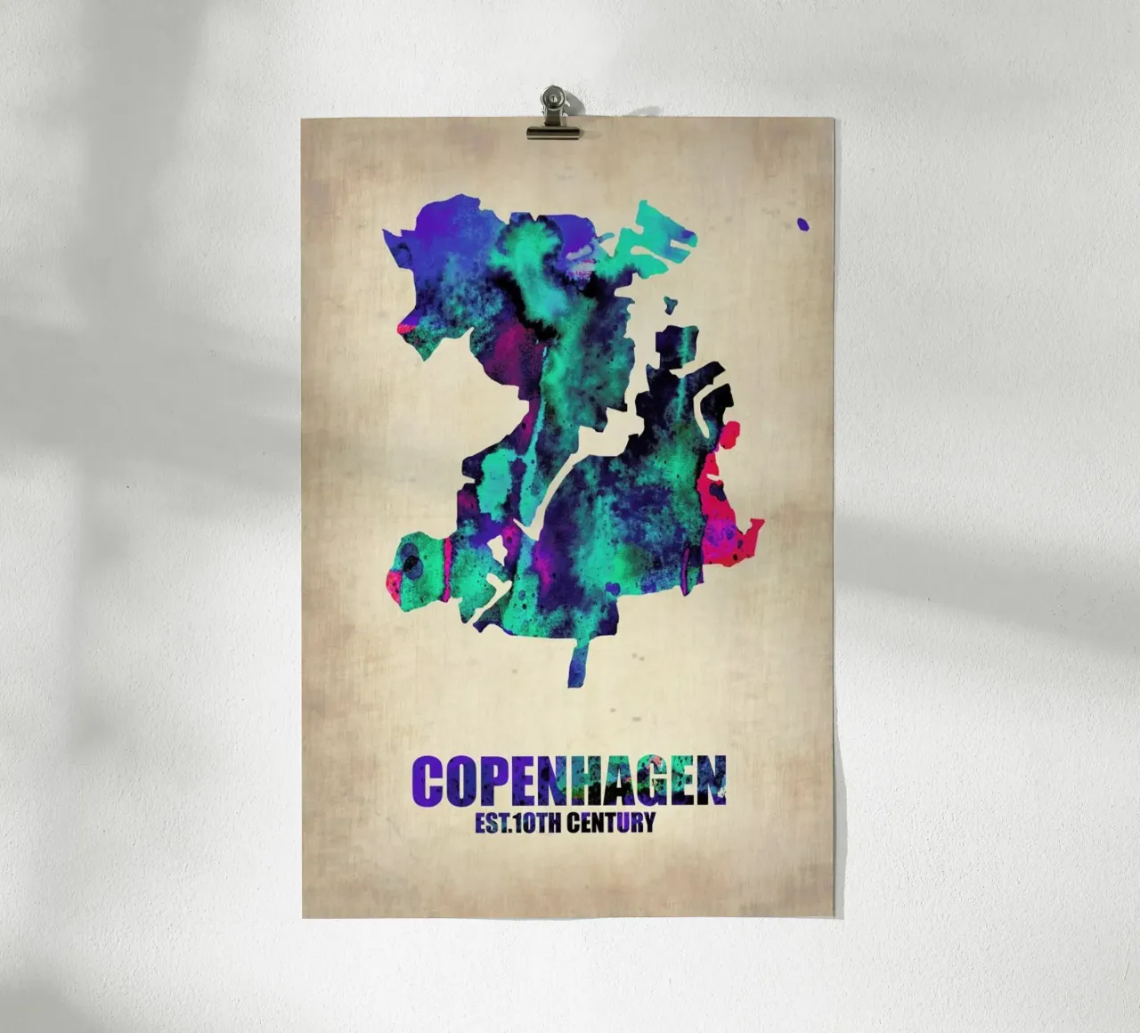 Copenhagen Watercolor Map carta hahnemühle da Naxart
