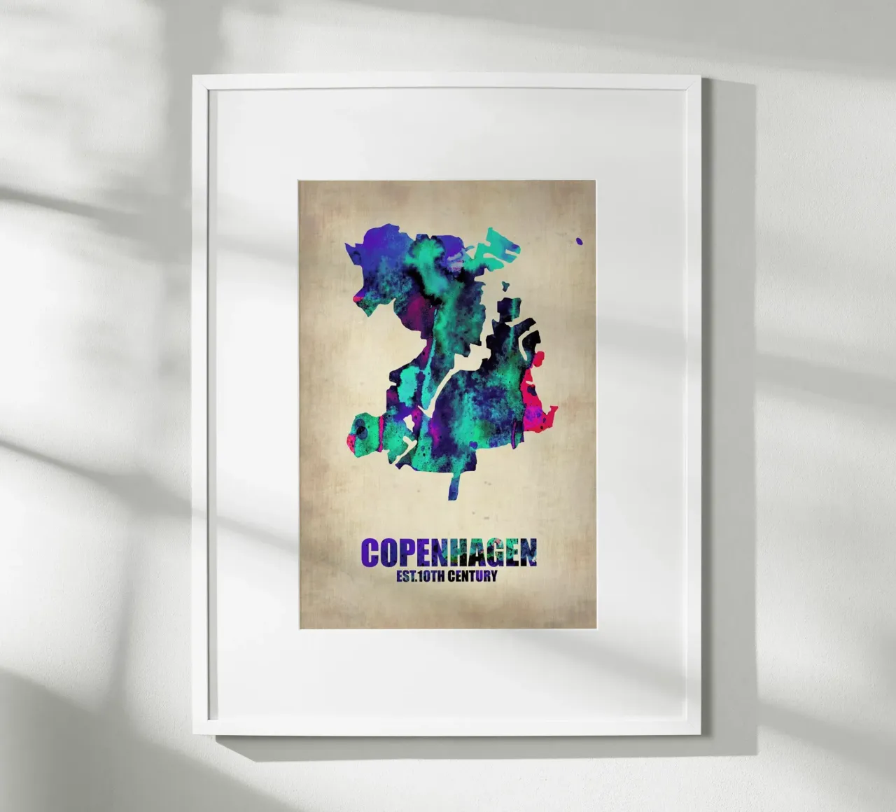 Copenhagen Watercolor Map carta hahnemühle da Naxart
