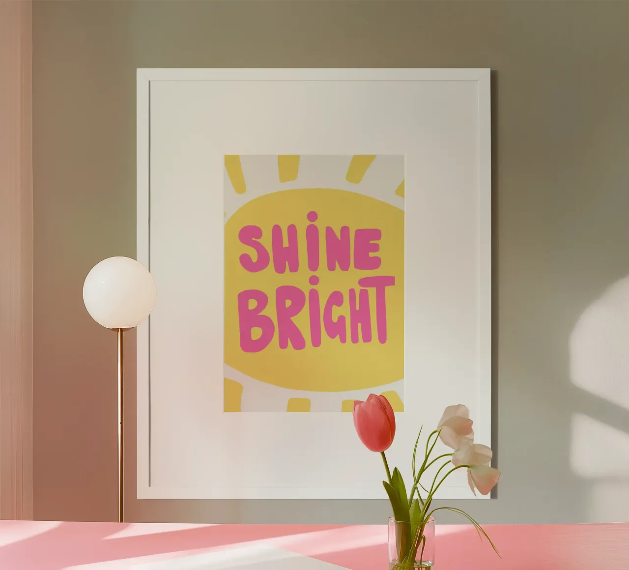 Brillantezza - rosa/giallo/bianco poster con telaio in alluminio da keinkonzept
