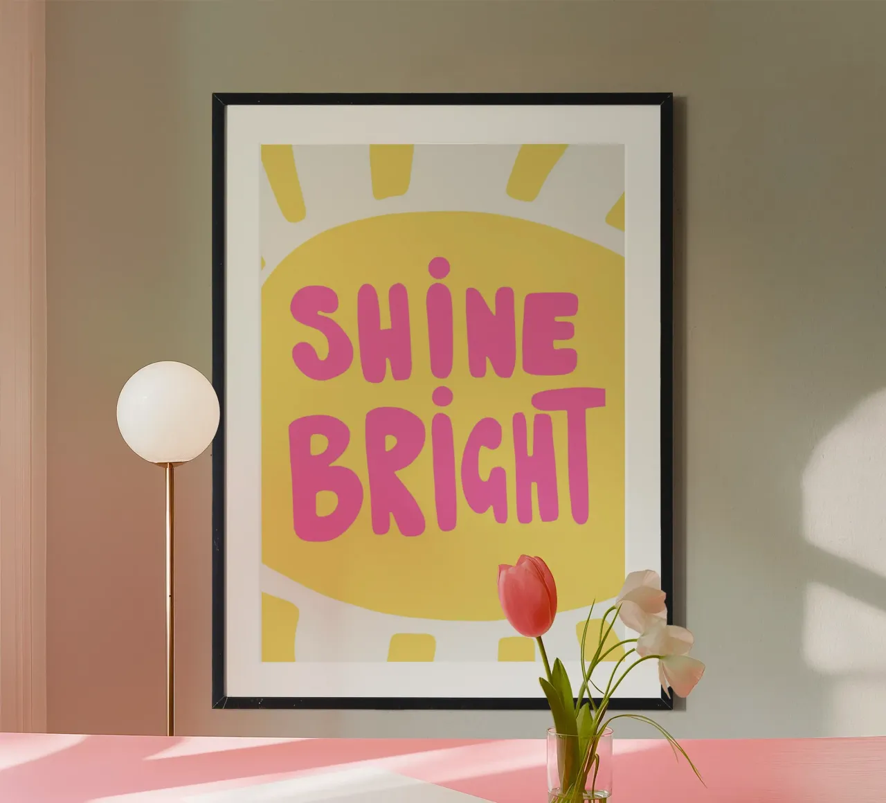 Brillantezza - rosa/giallo/bianco poster con telaio in alluminio da keinkonzept