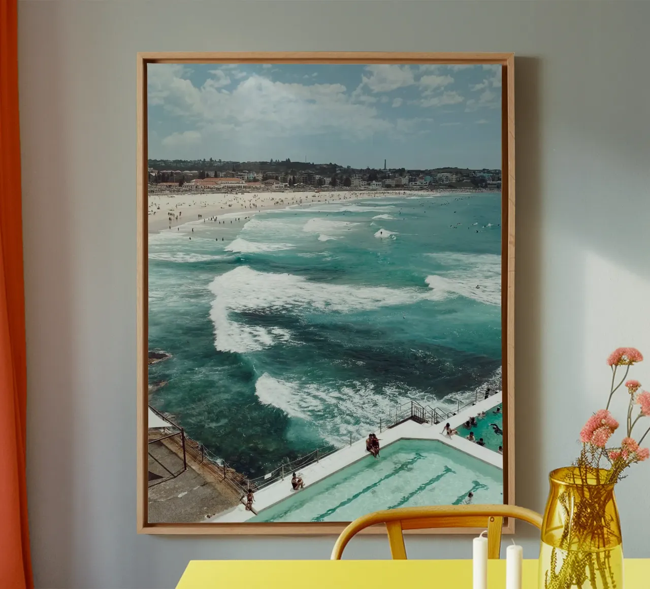 Bondi Beach, Sydney Australia, poster murale di viaggio tela con Cornice a cassetta da TheTravelClub