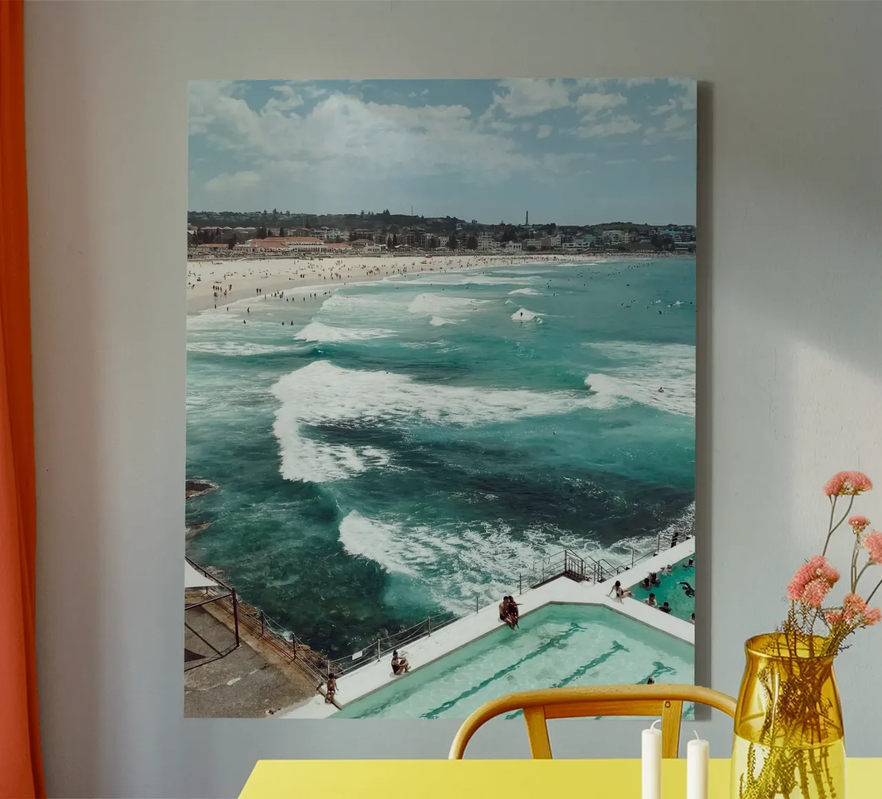 Bondi Beach, Sydney Australia, poster murale di viaggio tela con Cornice a cassetta da TheTravelClub