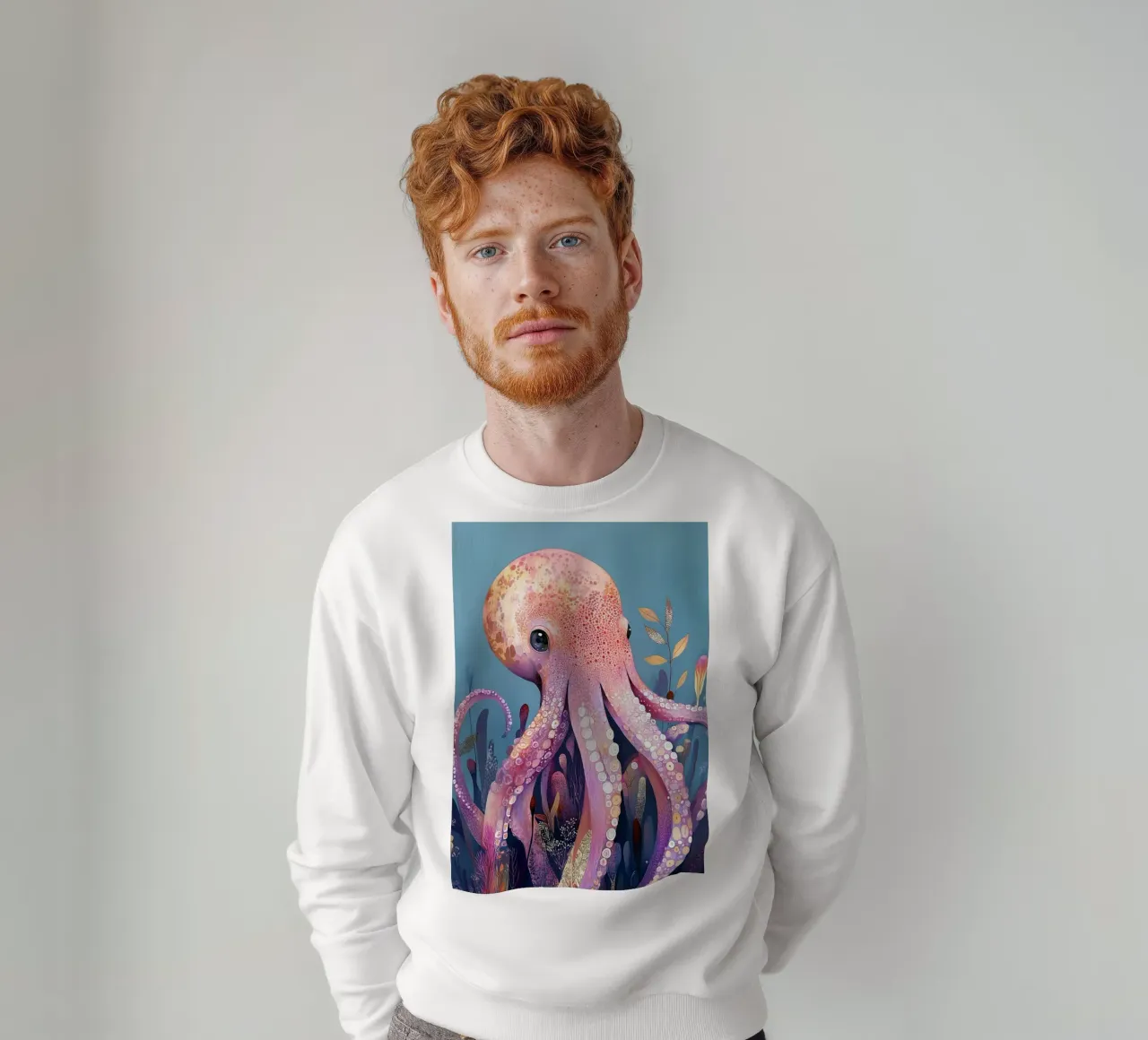 Rosa Oktopus Meeresleben Sweatshirt von Justyna Jaszke JBJart