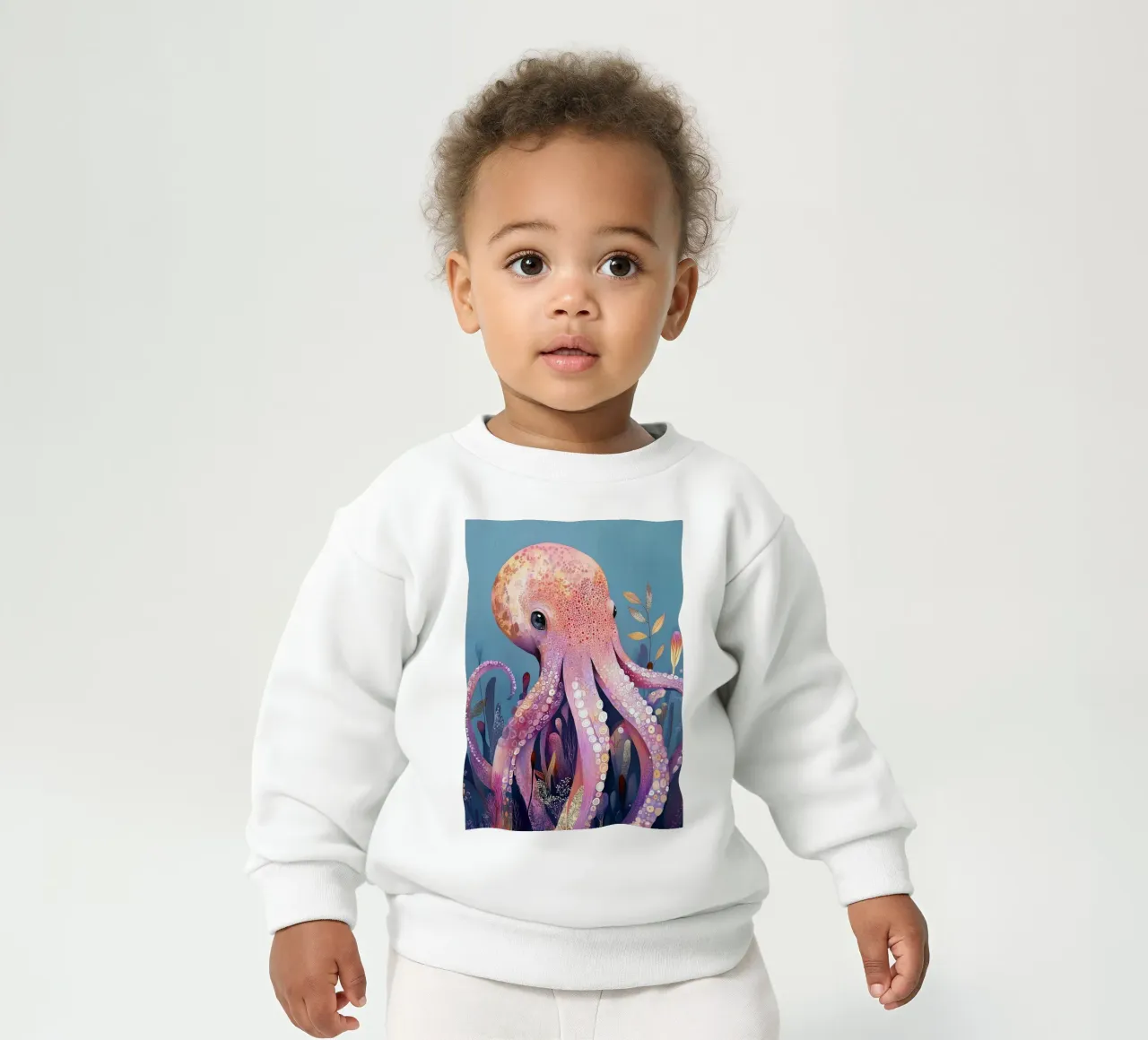 Pink octopus sea life baby sweatshirt by Justyna Jaszke JBJart