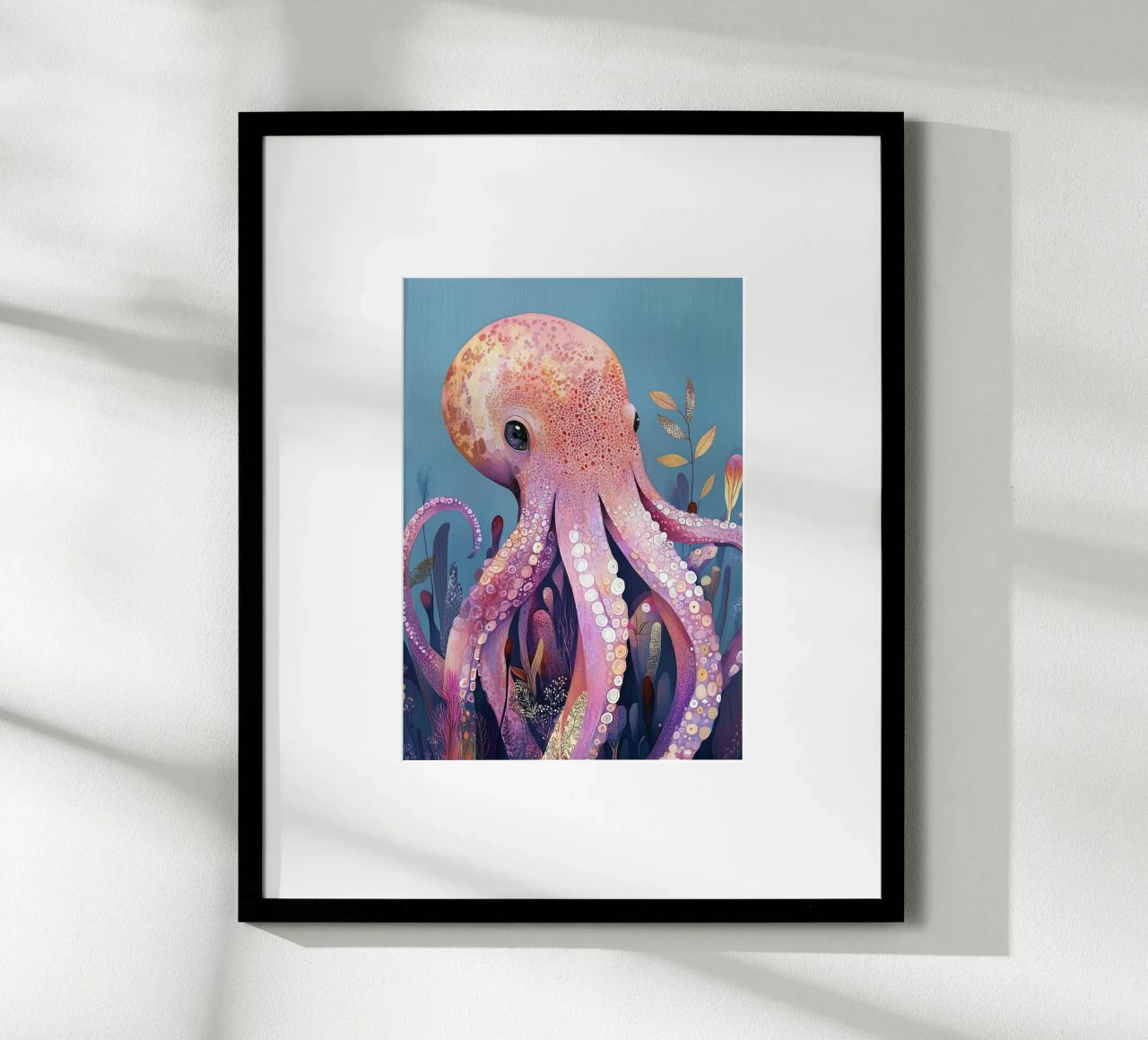 Pieuvre rose vie marine poster de Justyna Jaszke JBJart