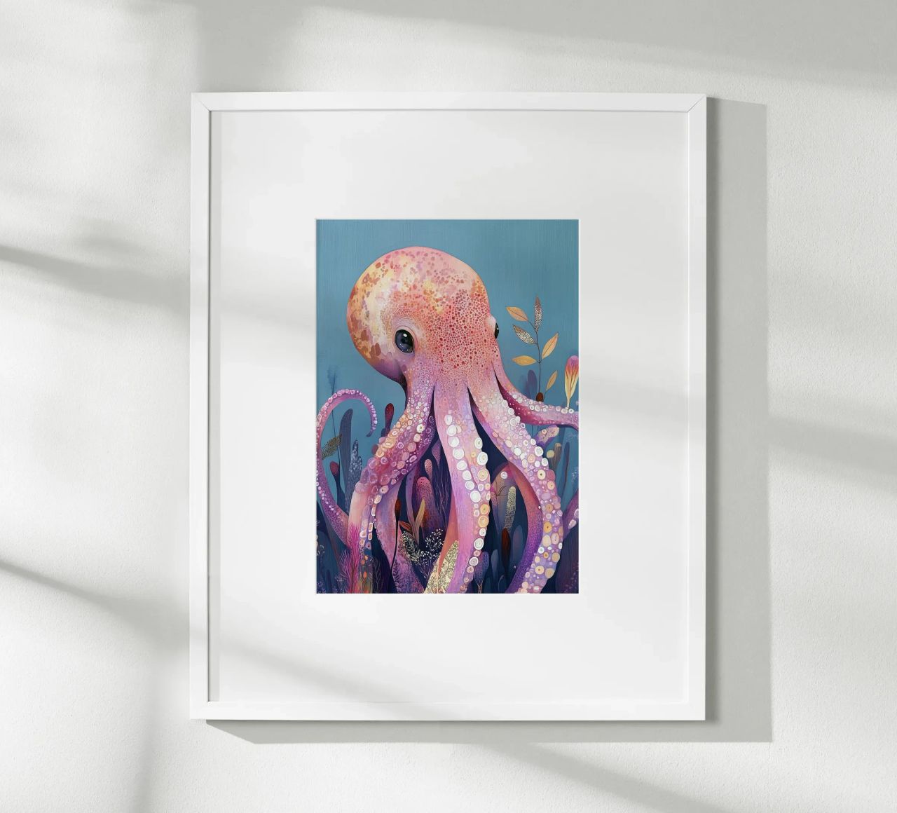 Pieuvre rose vie marine poster de Justyna Jaszke JBJart