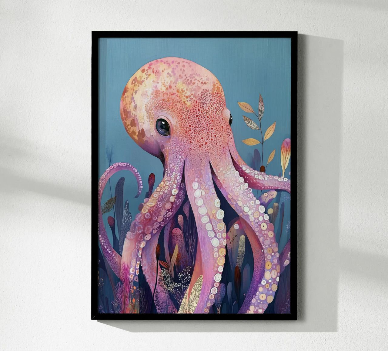 Pieuvre rose vie marine poster de Justyna Jaszke JBJart