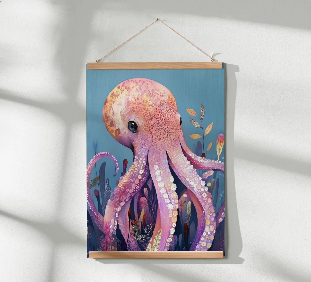 Pieuvre rose vie marine poster de Justyna Jaszke JBJart