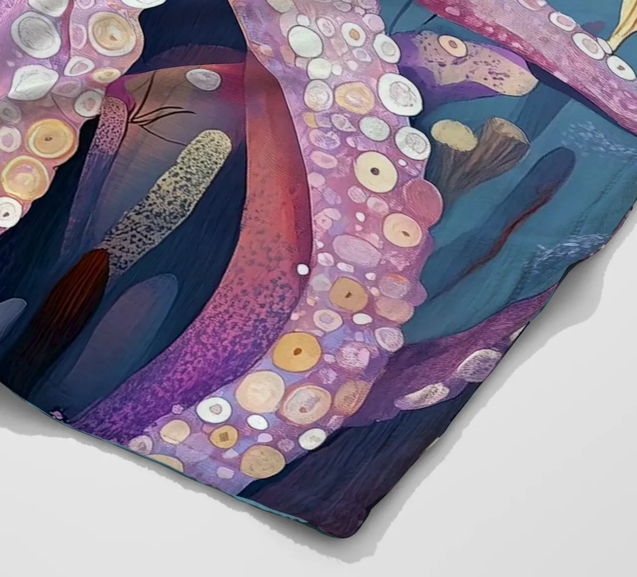 Pink octopus sea life fleece blanket by Justyna Jaszke JBJart