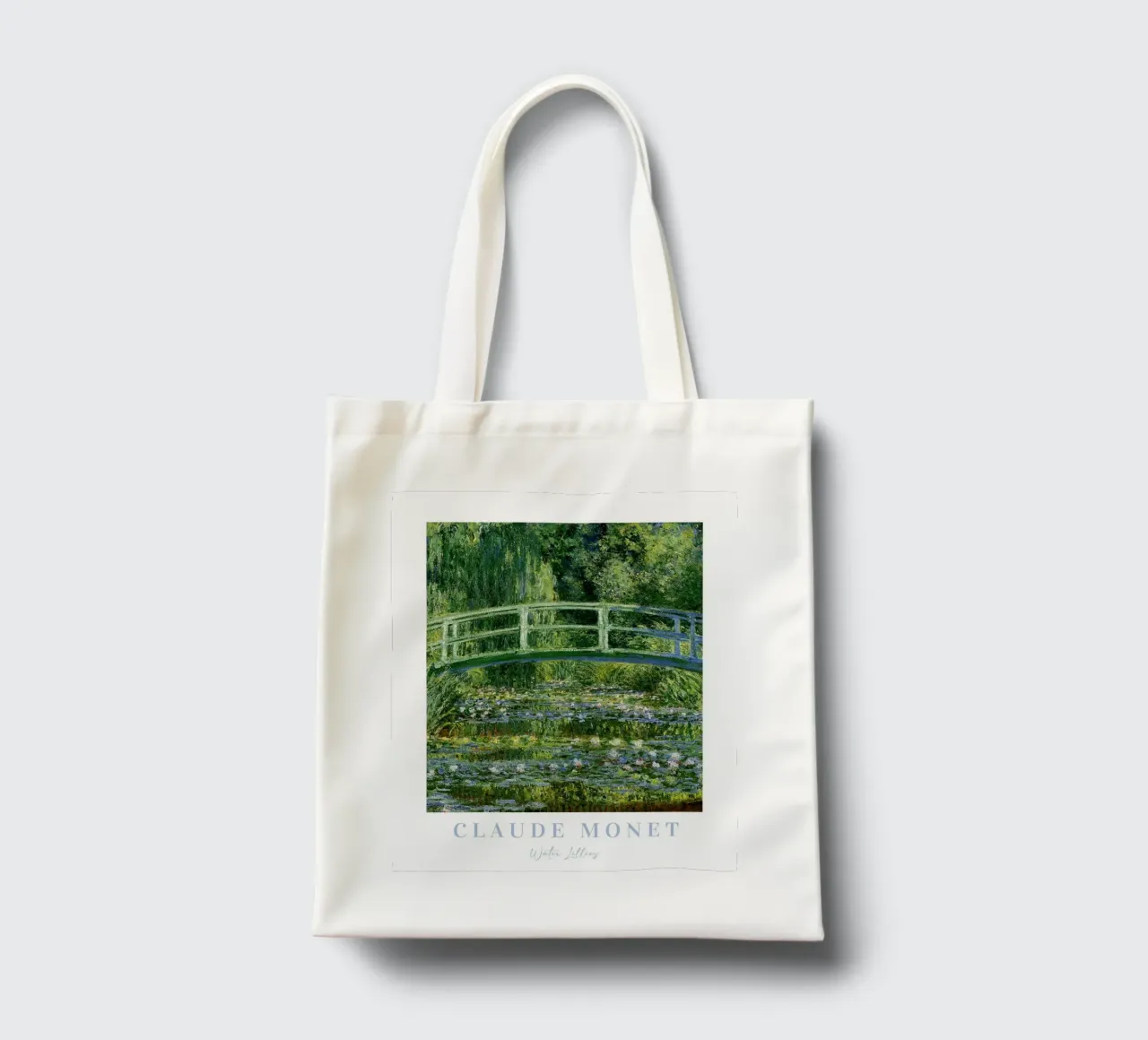 Ninfee Monet, stampa di paesaggio francese, Claude Monet borsa in juta da ArtHaus
