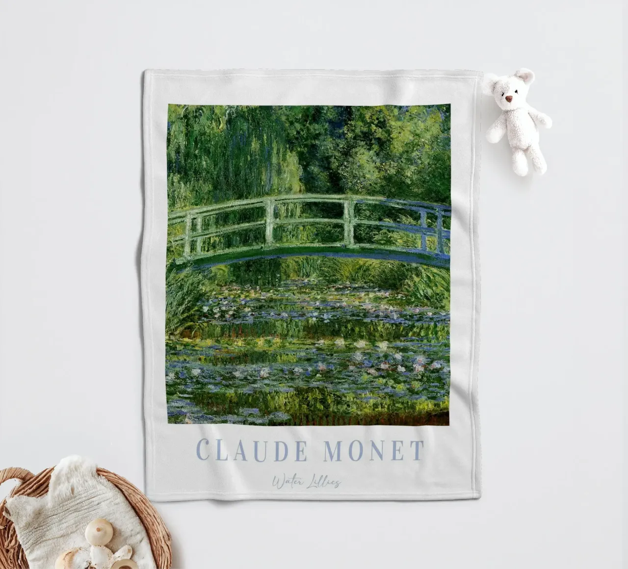 Ninfee Monet, stampa di paesaggio francese, Claude Monet coperta in pile da ArtHaus