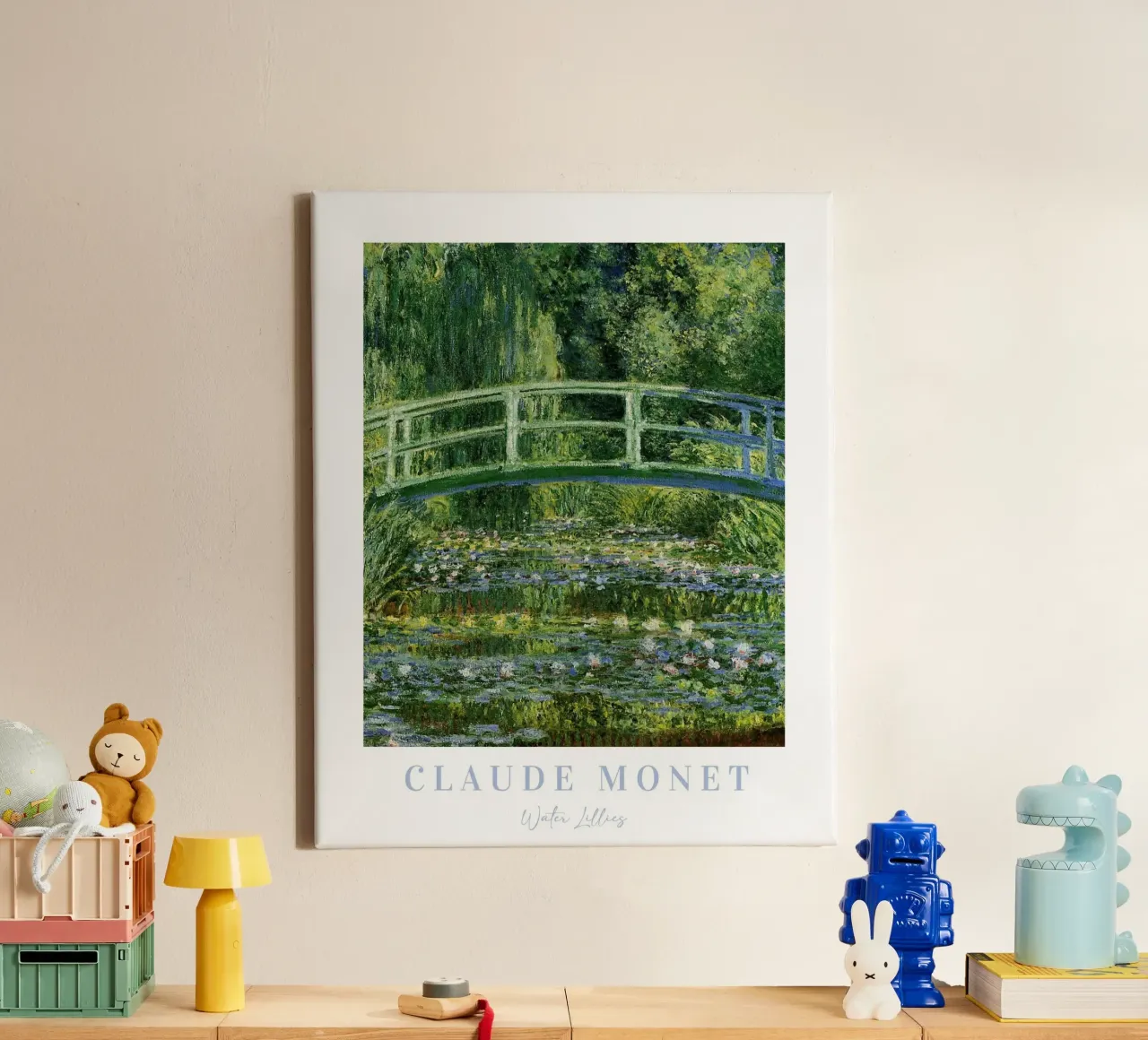 Ninfee Monet, stampa di paesaggio francese, Claude Monet tela con Cornice a cassetta da ArtHaus
