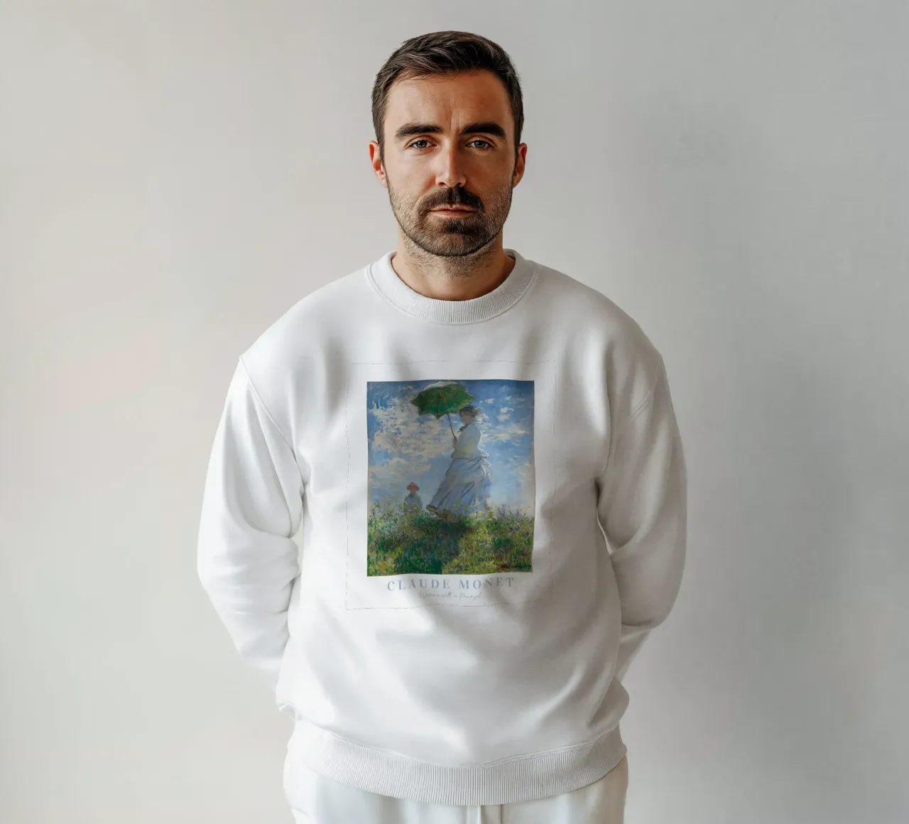 Claude Monet, Donna con ombrellone, Paesaggio impressionista felpa da ArtHaus