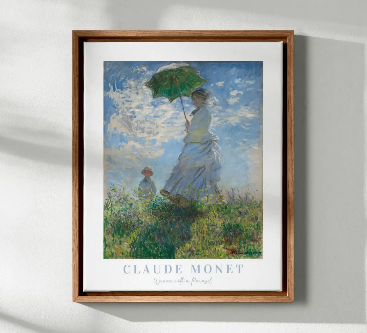 Claude Monet, Vrouw met parasol, Landschap Impressionist canvas met Baklijst van ArtHaus