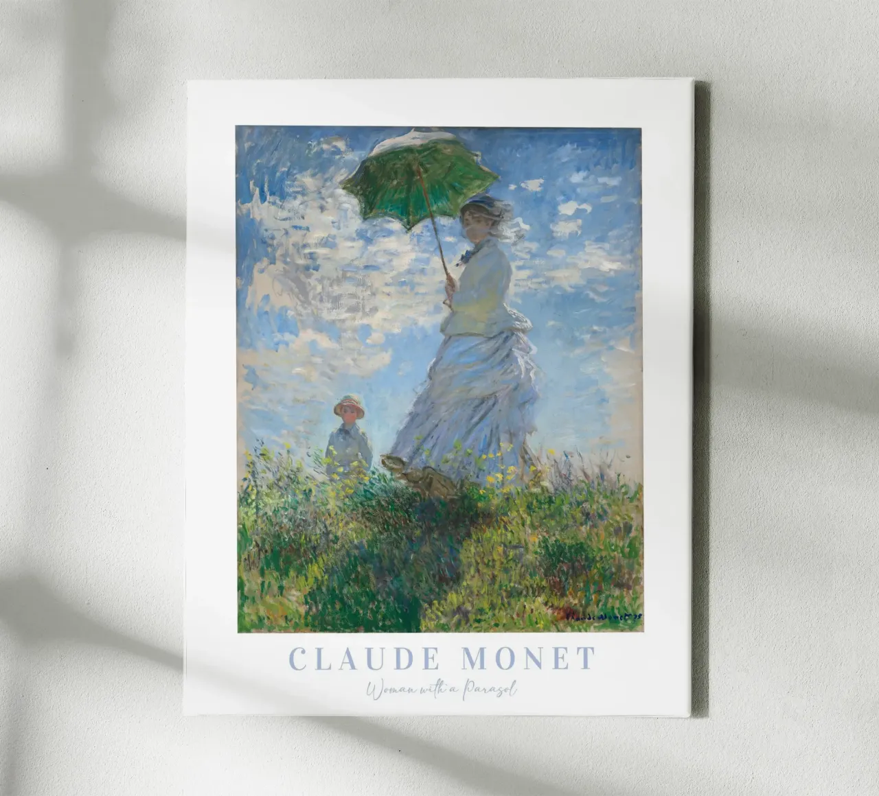 Claude Monet, Vrouw met parasol, Landschap Impressionist canvas met Baklijst van ArtHaus