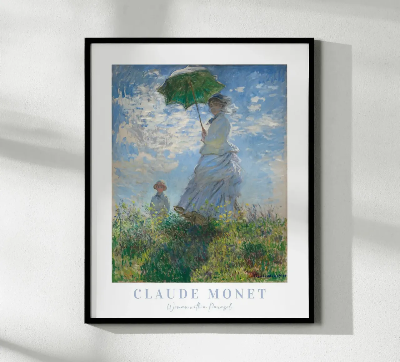 Claude Monet, Donna con ombrellone, Paesaggio impressionista poster con telaio in plastica da ArtHaus