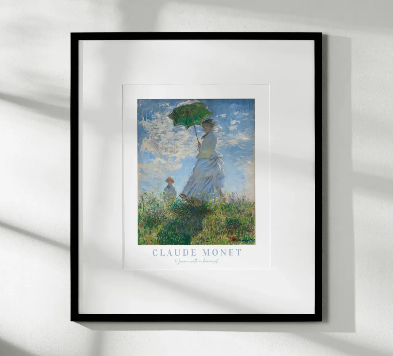Claude Monet, Donna con ombrellone, Paesaggio impressionista poster con telaio in plastica da ArtHaus