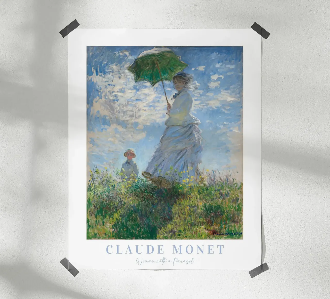 Claude Monet, Donna con ombrellone, Paesaggio impressionista poster con telaio in plastica da ArtHaus