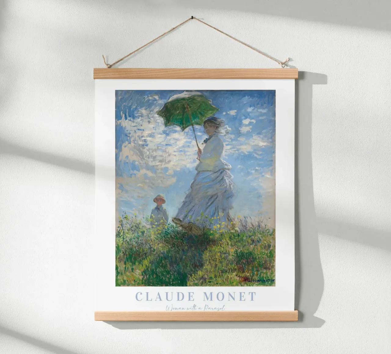 Claude Monet, Donna con ombrellone, Paesaggio impressionista poster con telaio in plastica da ArtHaus