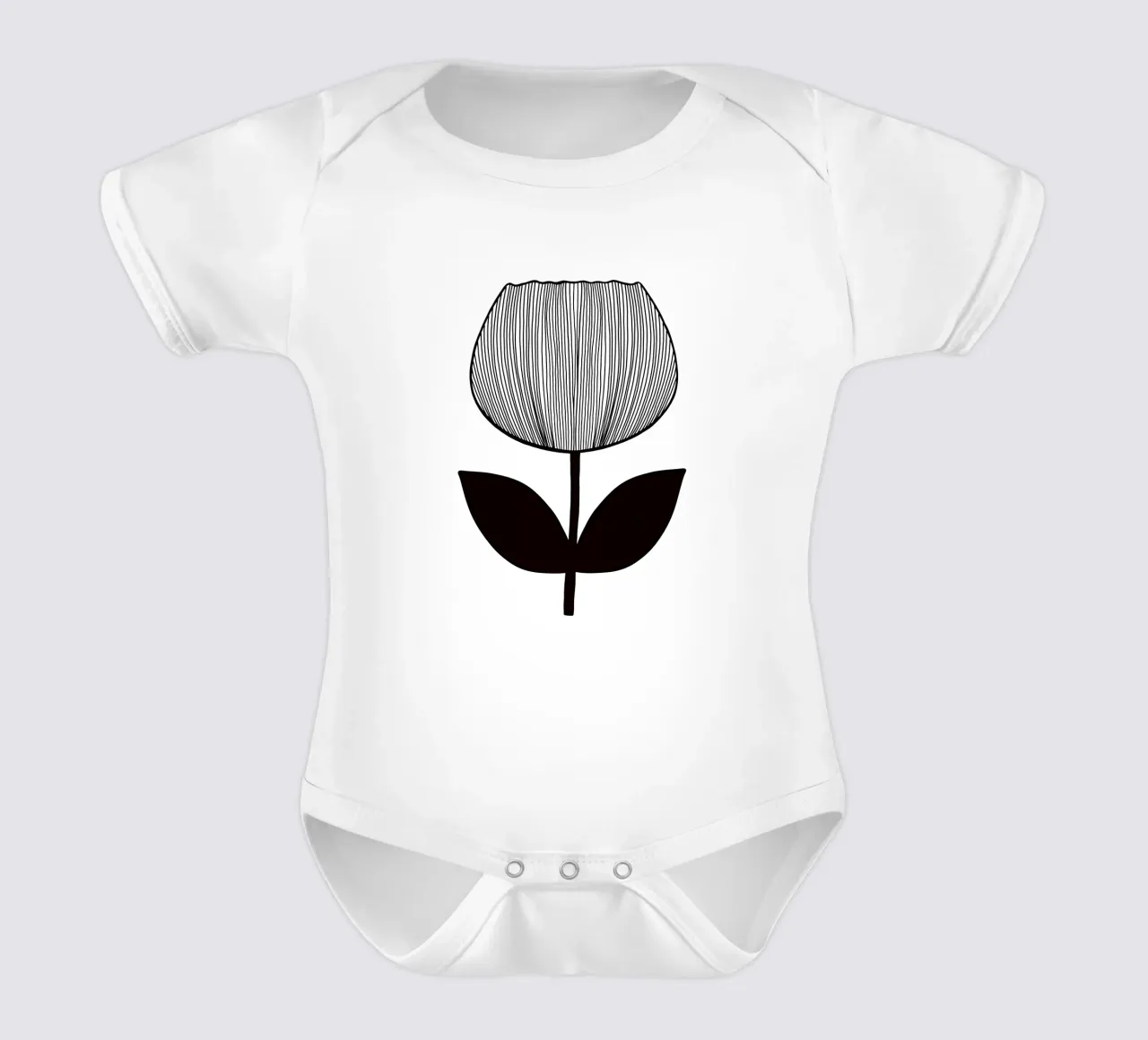 Tulip Line Art Linienzeichnung - Mid Century body neonato maniche corte da BAINAI