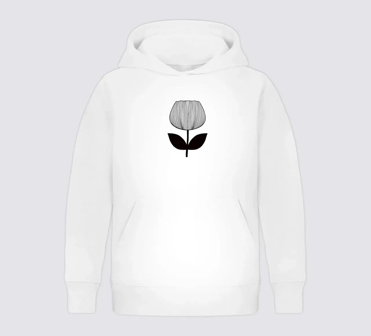 Tulip Line Art Linienzeichnung - Mid Century felpa bambino con cappuccio da BAINAI