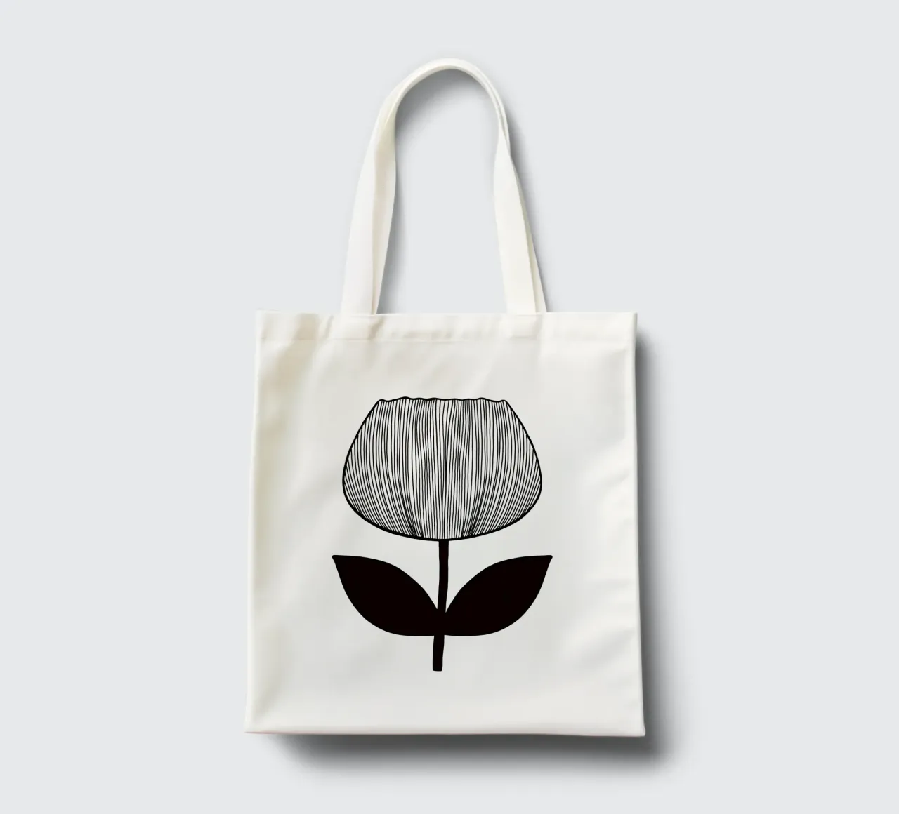 Tulip Line Art Linienzeichnung - Mid Century borsa in juta da BAINAI