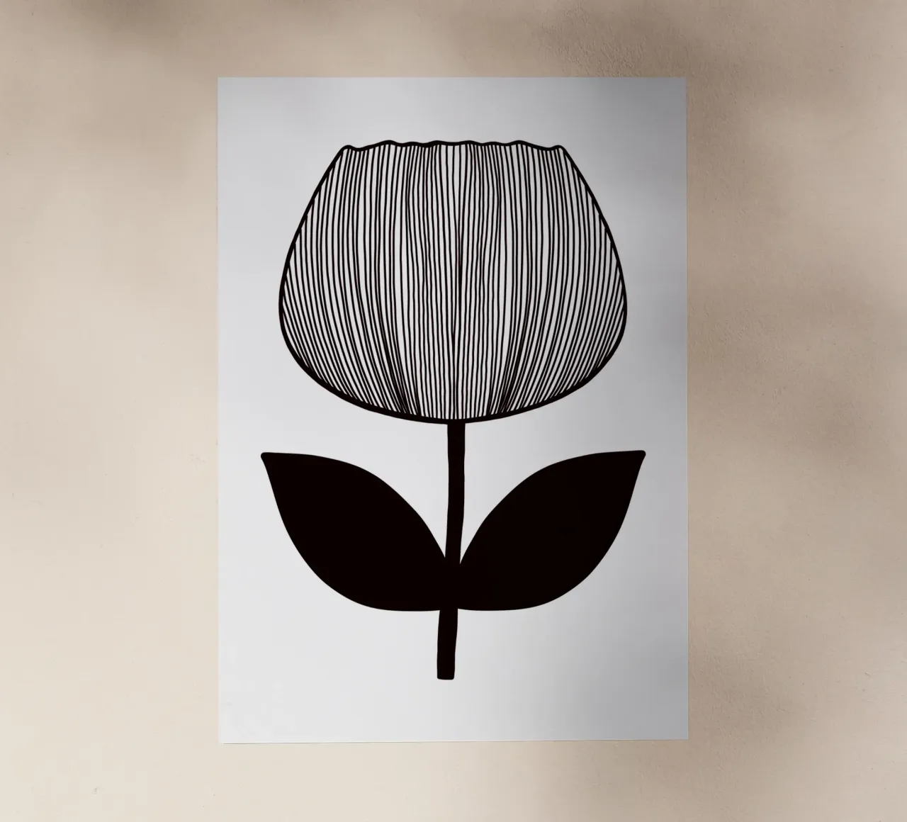 Tulip Line Art Linienzeichnung - Mid Century pellicola backlit da BAINAI