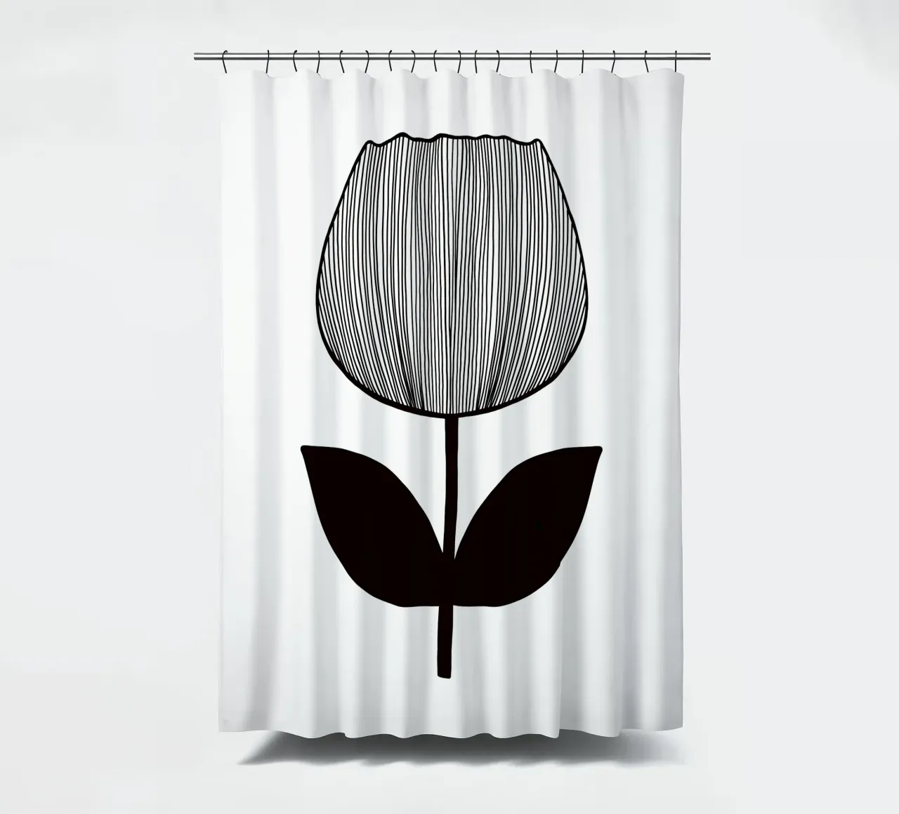 Tulip Line Art Linienzeichnung - Mid Century tenda da doccia da BAINAI