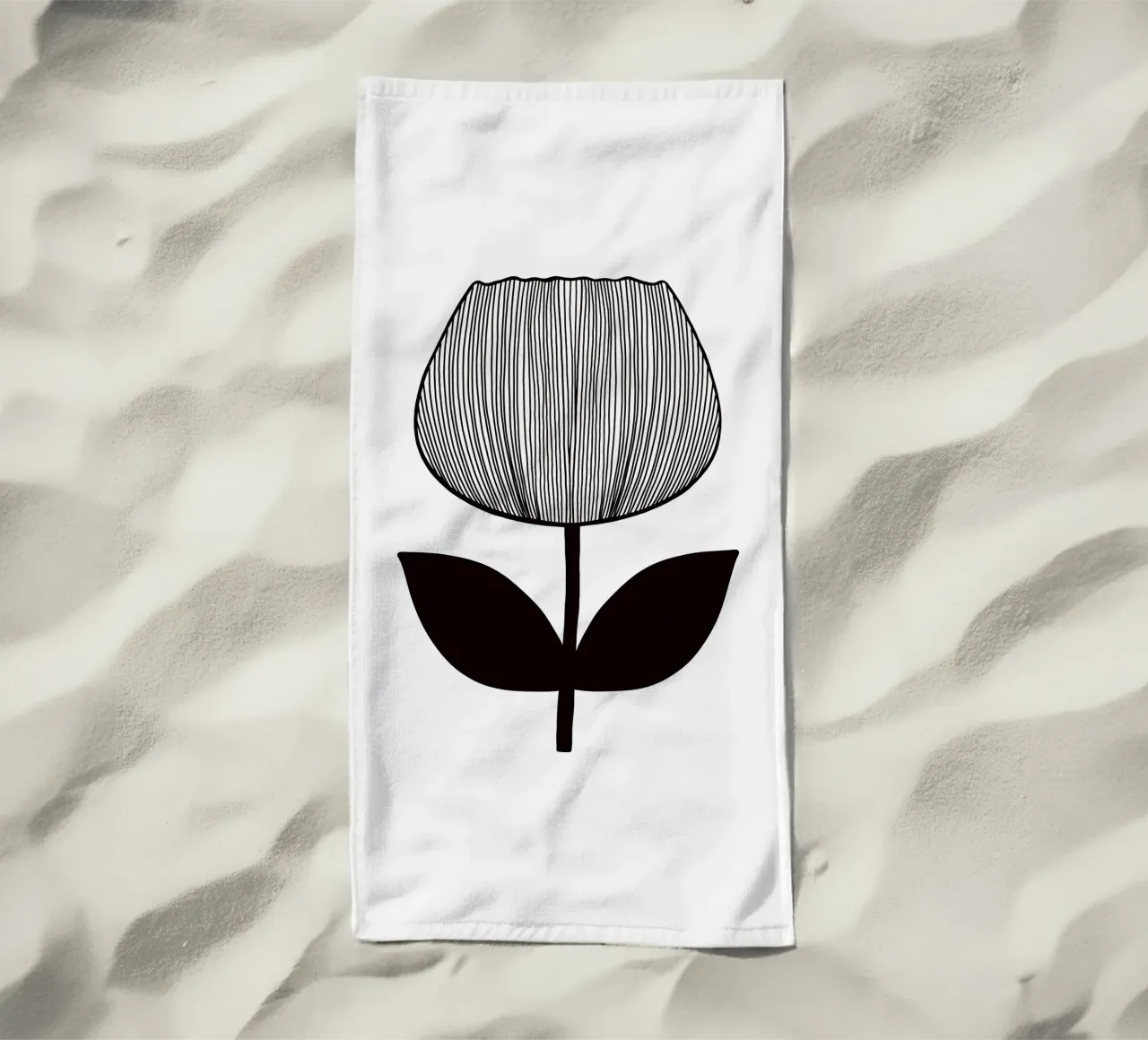Tulip Line Art Linienzeichnung - Mid Century telo mare da BAINAI