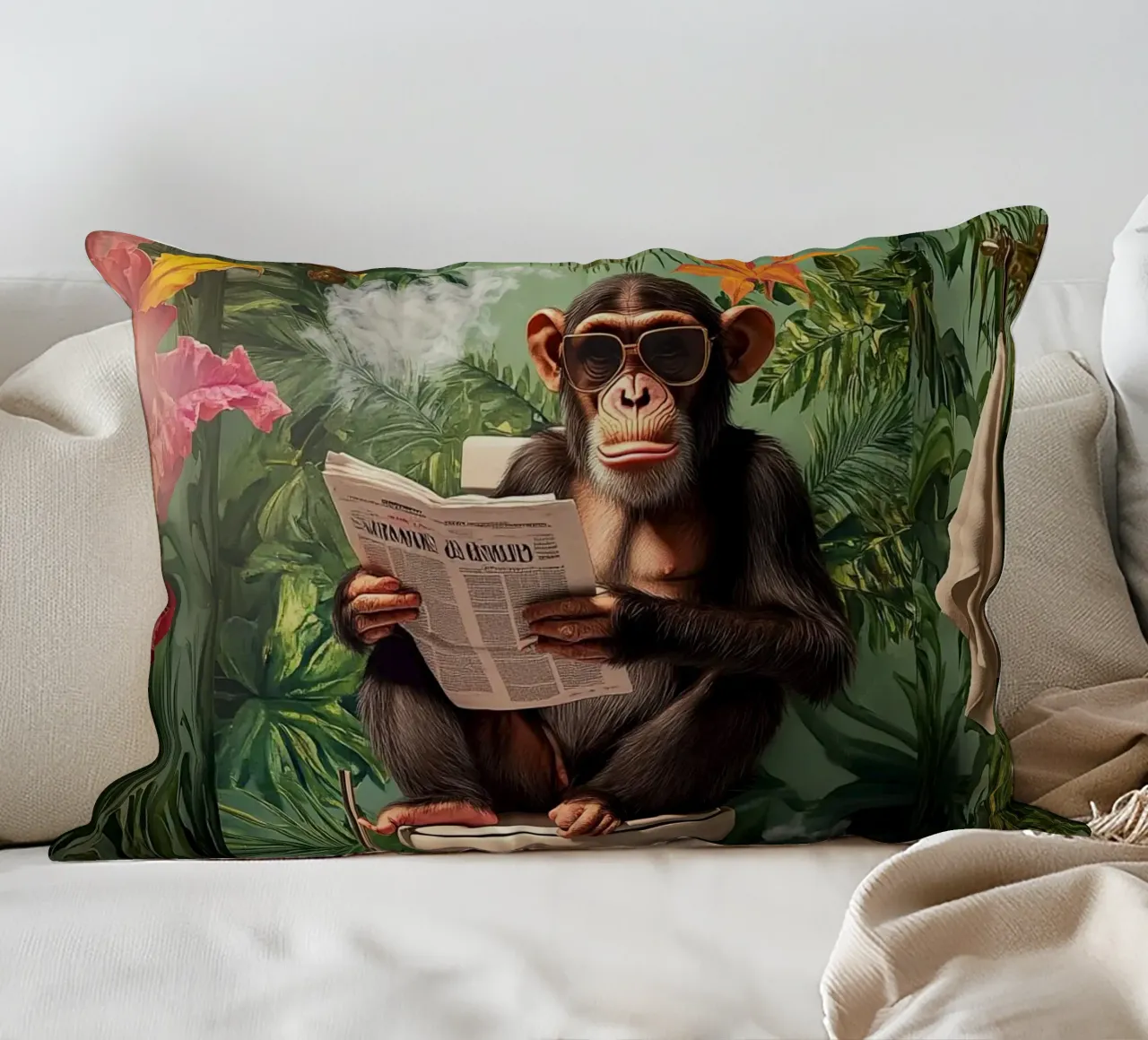 Affe liest Zeitung cuscino da NORDLICHT DESIGNS