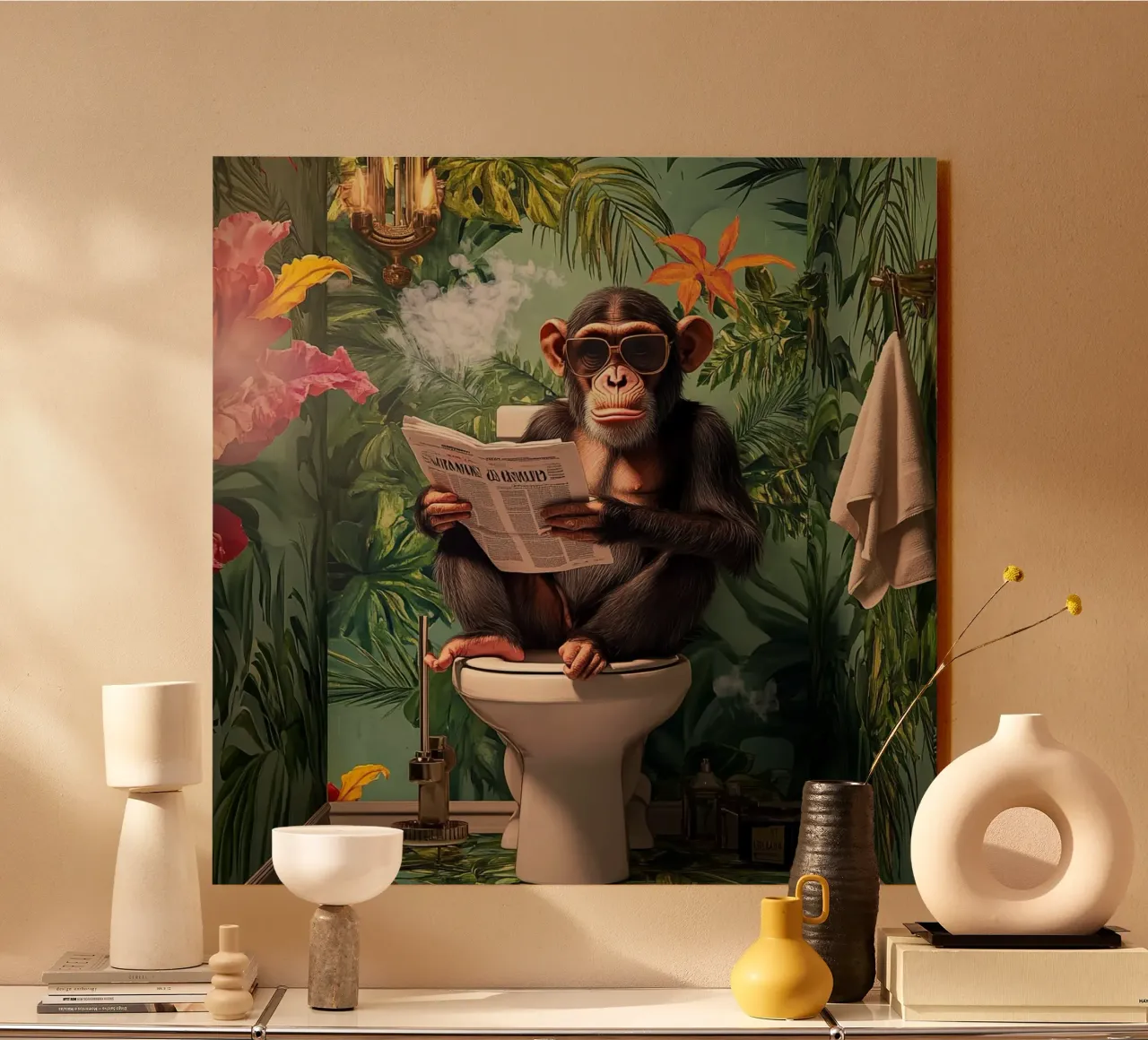 Affe liest Zeitung plexiglass da NORDLICHT DESIGNS