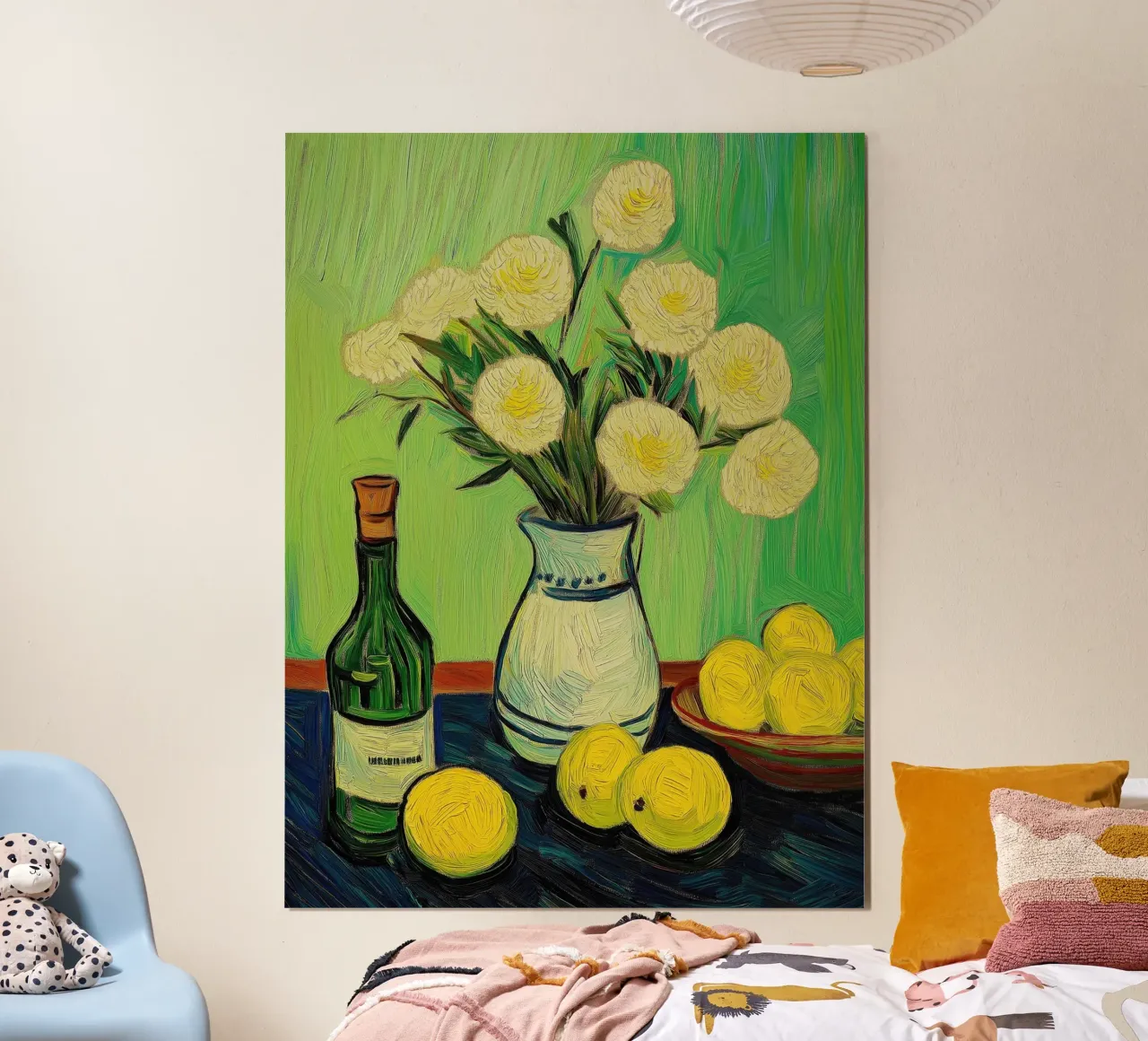 Limoni e fiori poster con telaio in legno da Art Center