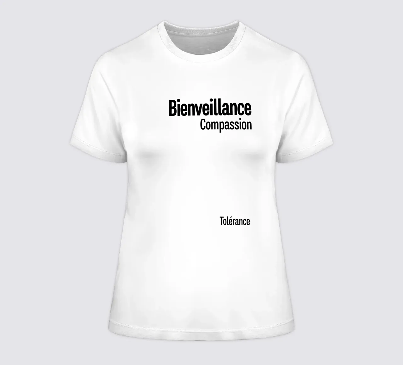 Kindness Compassion Tolerance women's fitted t-shirt by YV TYPOGRAPHY