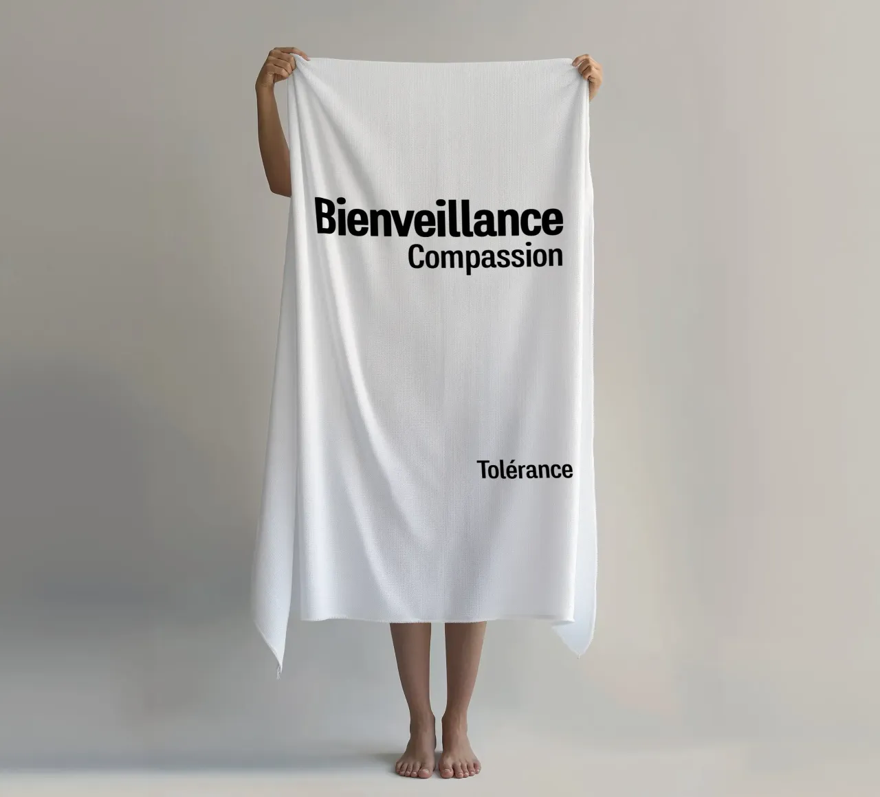 Kindness Compassion Tolerance beach towel by YV TYPOGRAPHY