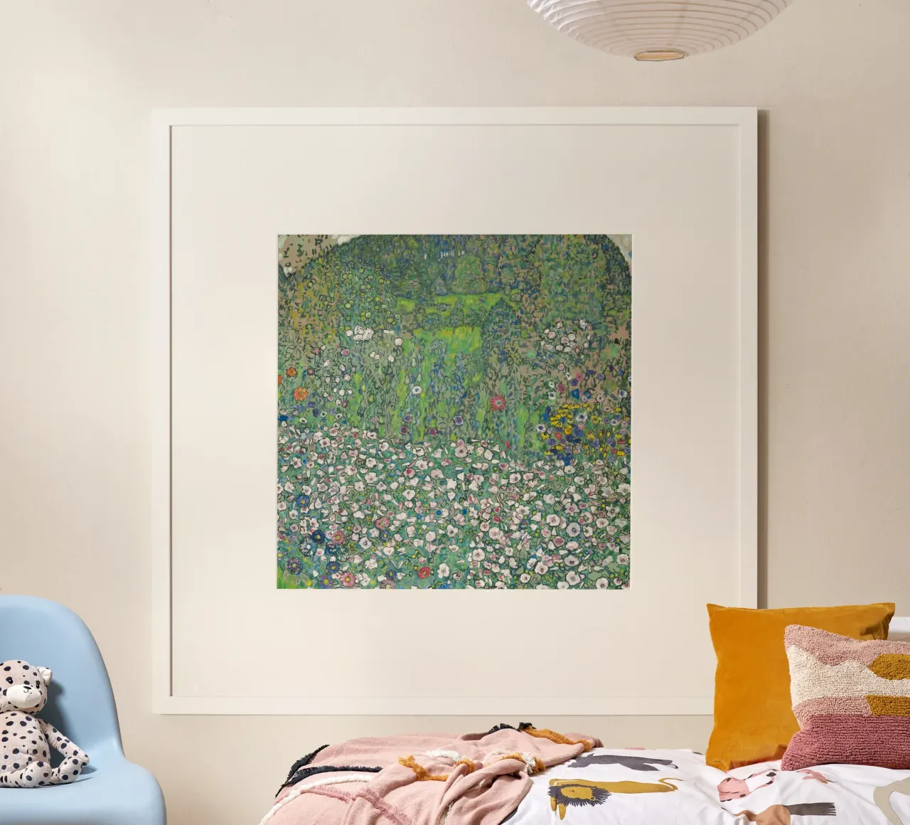 Gustav Klimt - Paesaggio orticolo con cima di collina poster con telaio in legno da Timeless Artworks