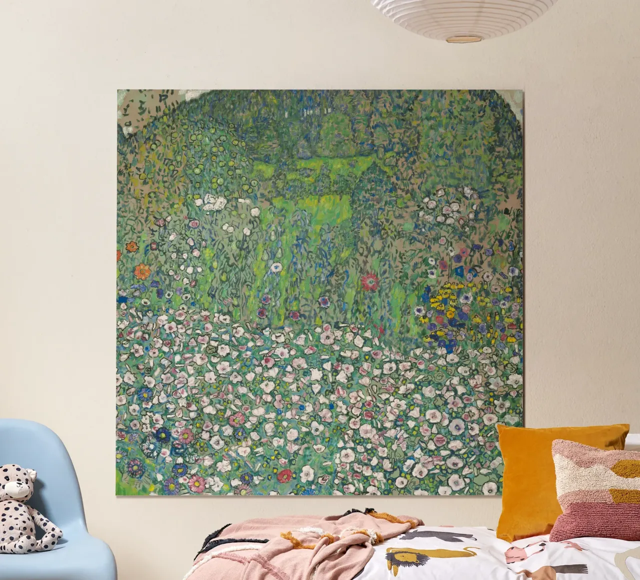 Gustav Klimt - Paesaggio orticolo con cima di collina poster con telaio in legno da Timeless Artworks