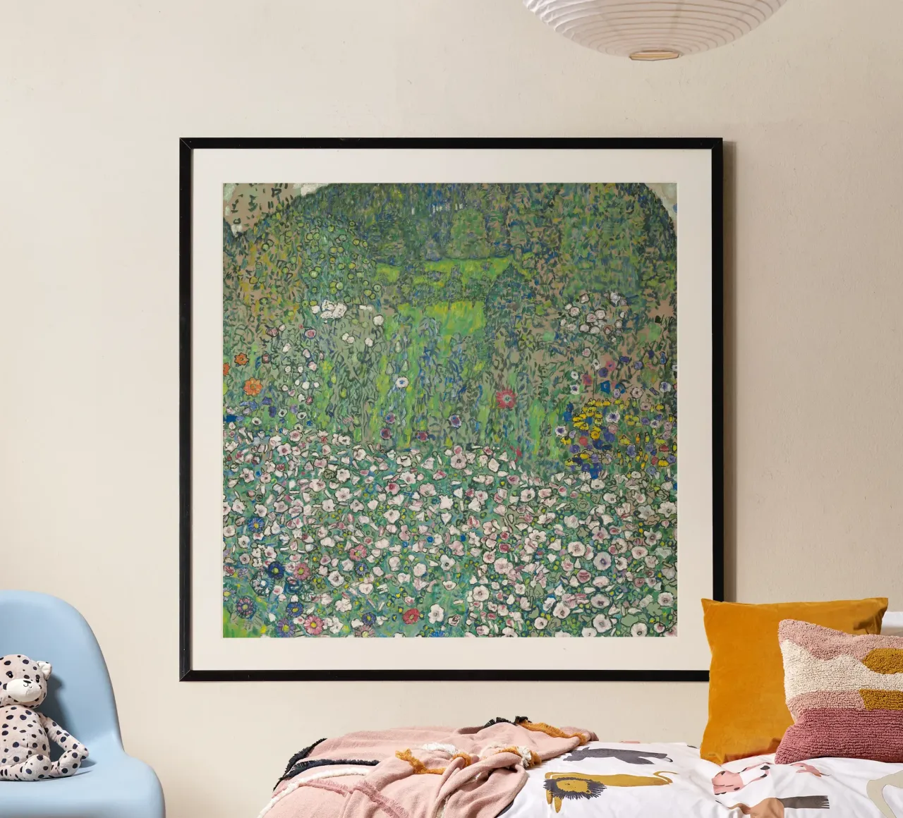 Gustav Klimt - Paesaggio orticolo con cima di collina poster con telaio in legno da Timeless Artworks