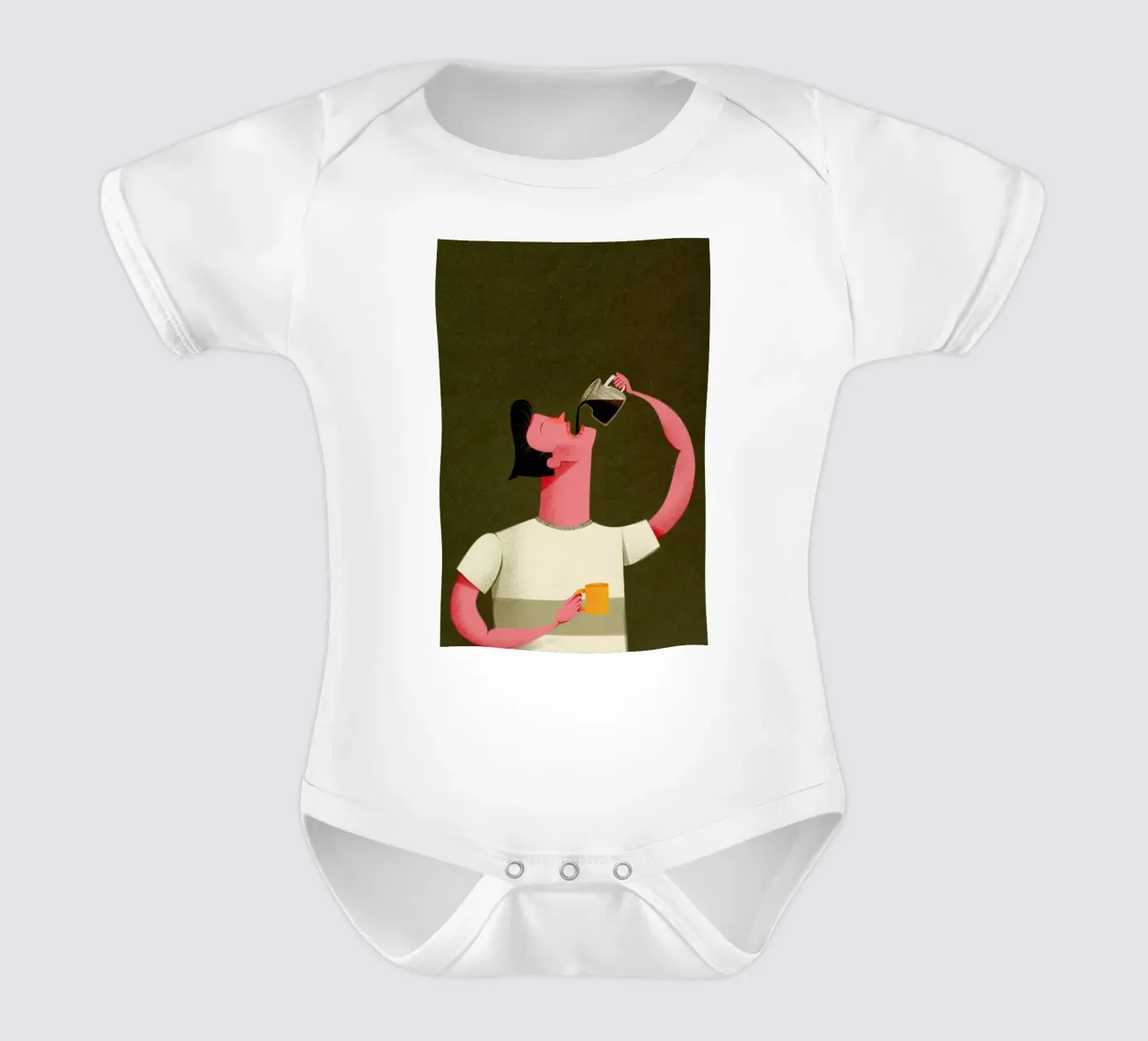 Coffee Drinker short-sleeve baby romper by Caio Beltrão