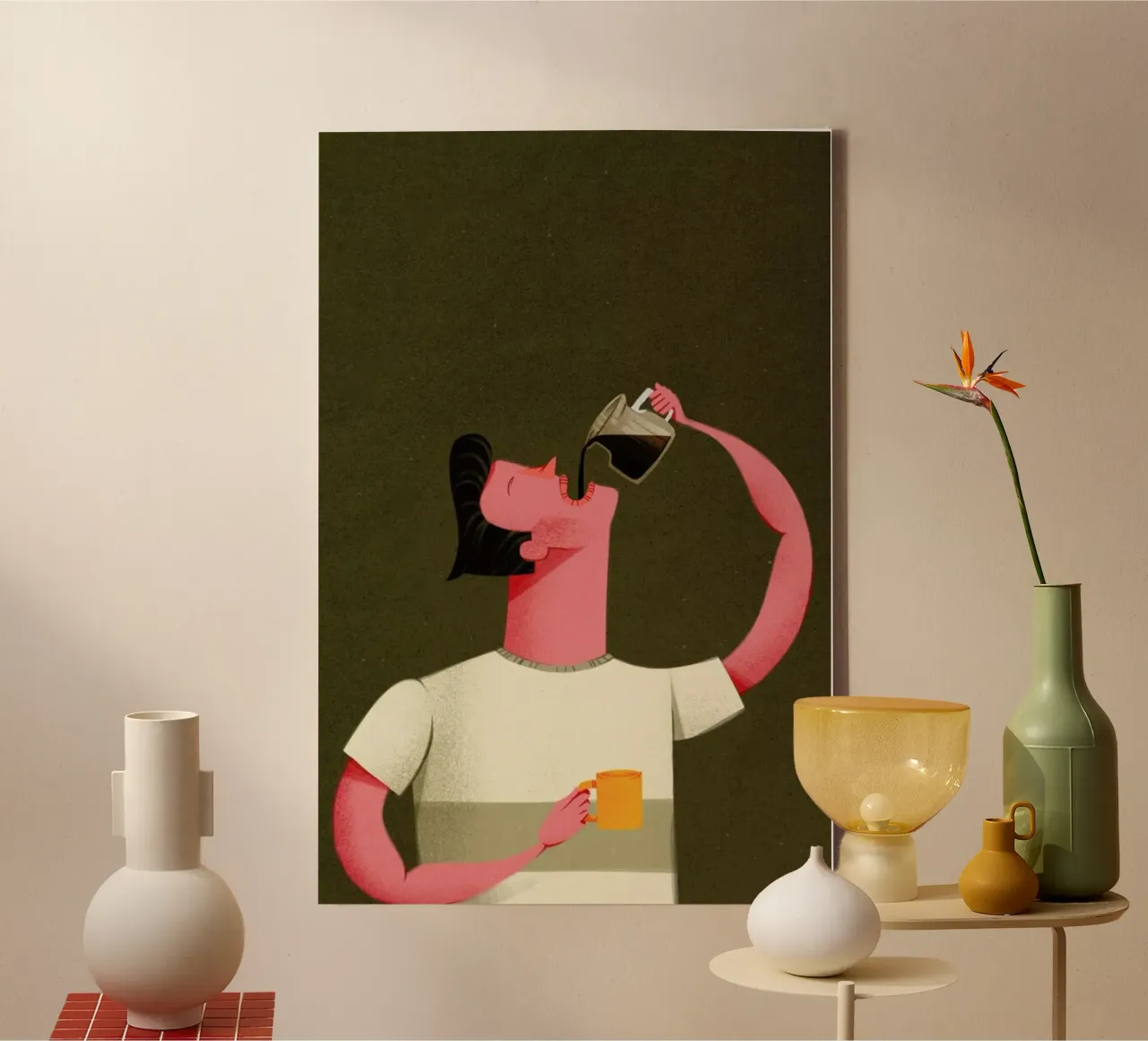 Coffee Drinker canvas by Caio Beltrão