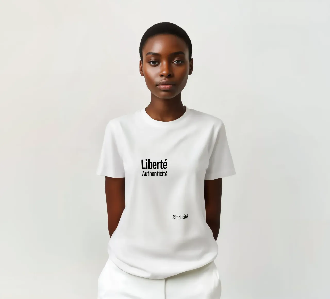 Liberte Authenticite Simplicite t-shirt da YV TYPOGRAPHY