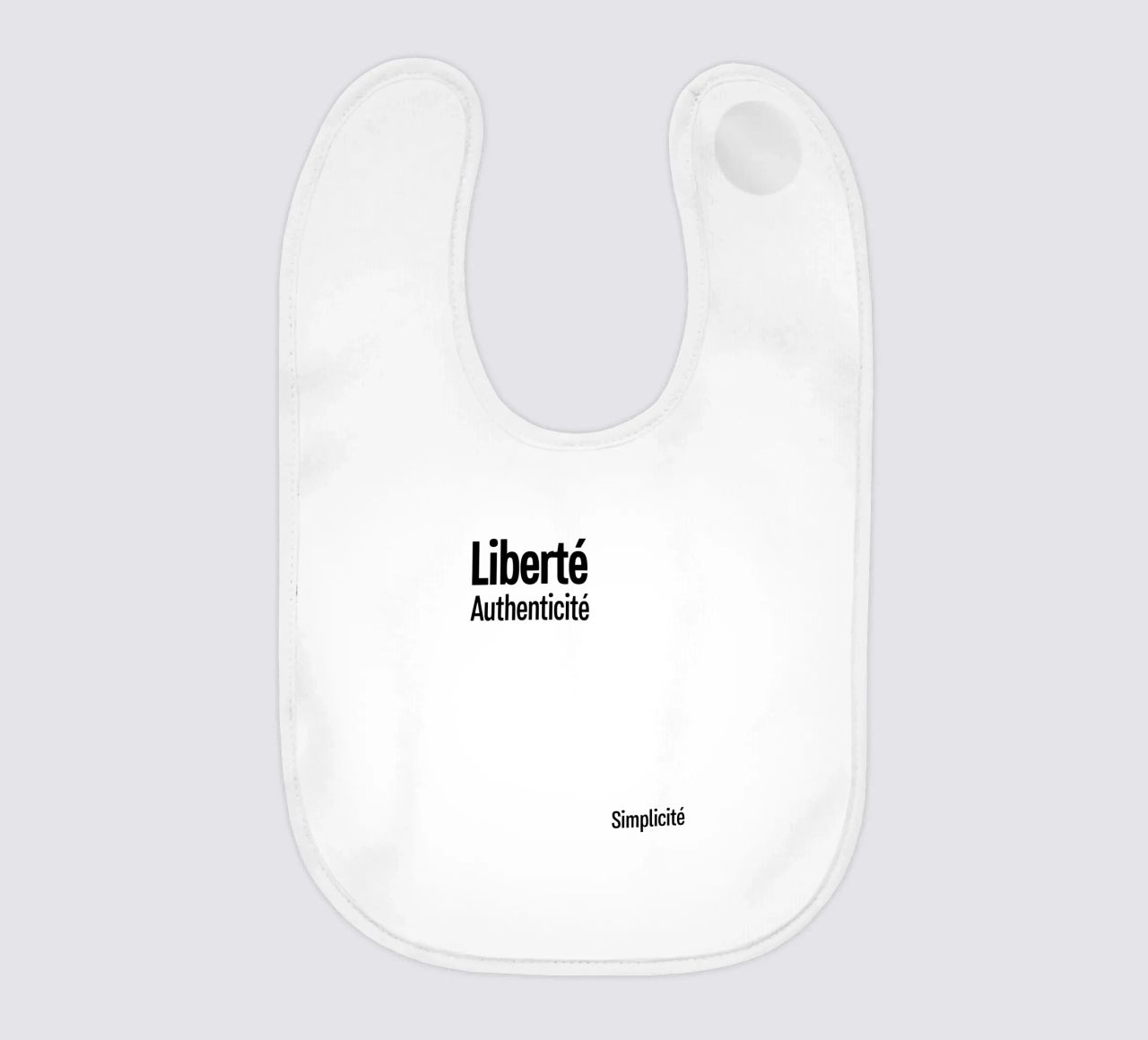 Liberte Authenticite Simplicite bavaglino da YV TYPOGRAPHY