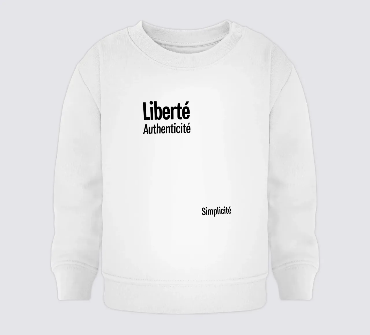 Liberte Authenticite Simplicite felpa neonato da YV TYPOGRAPHY