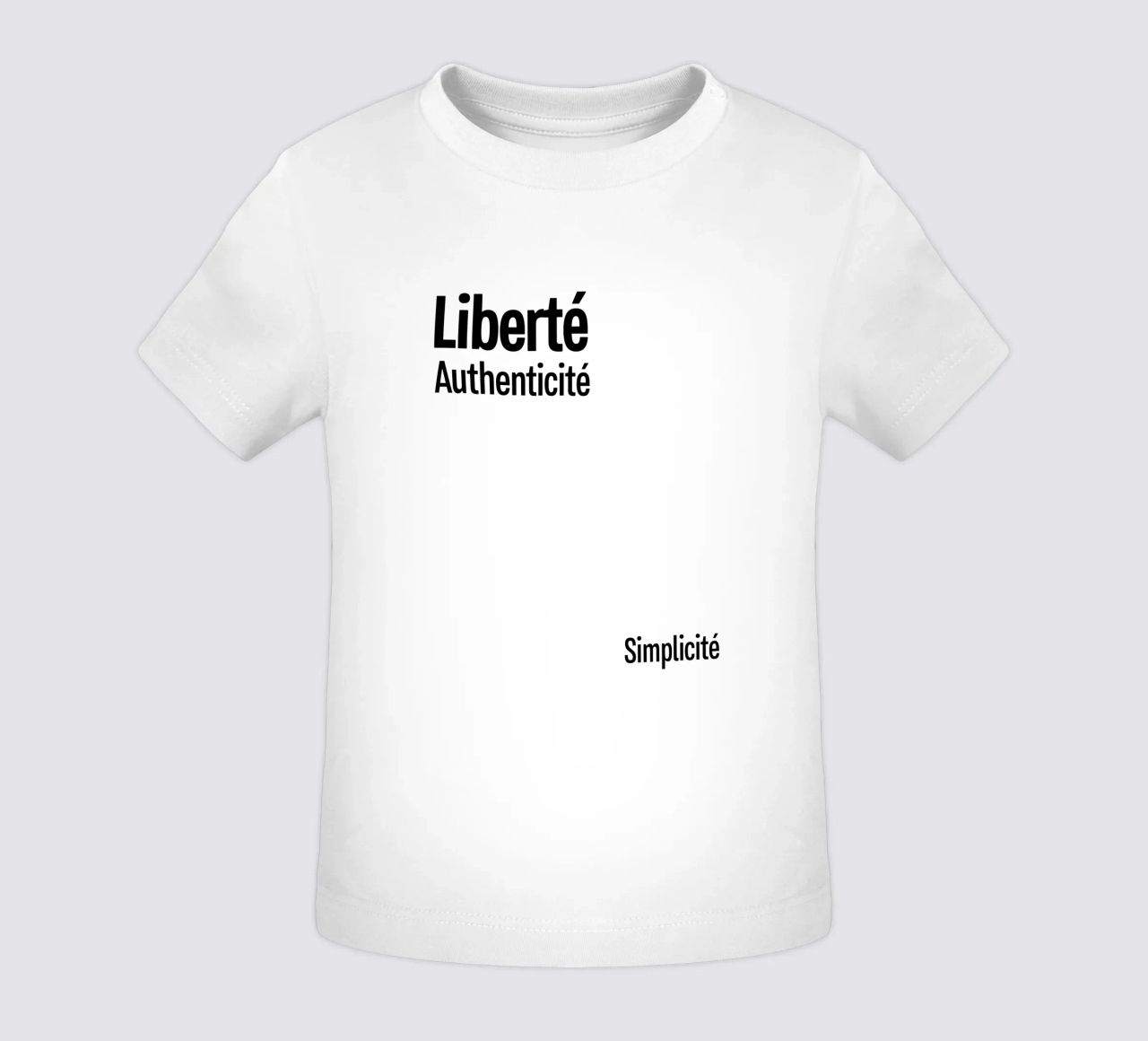 Liberte Authenticite Simplicite maglietta neonato da YV TYPOGRAPHY