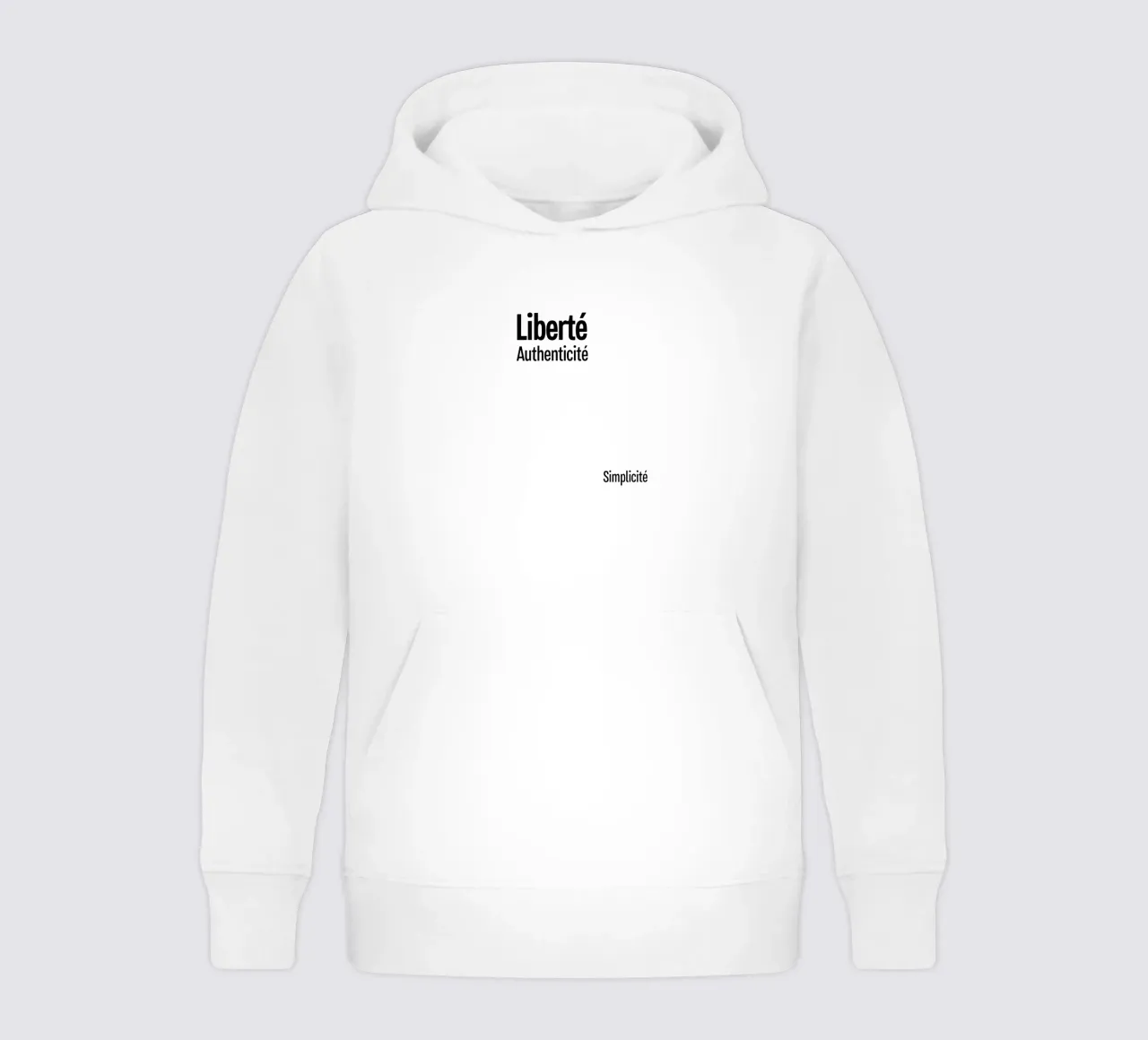 Liberte Authenticite Simplicite felpa bambino con cappuccio da YV TYPOGRAPHY