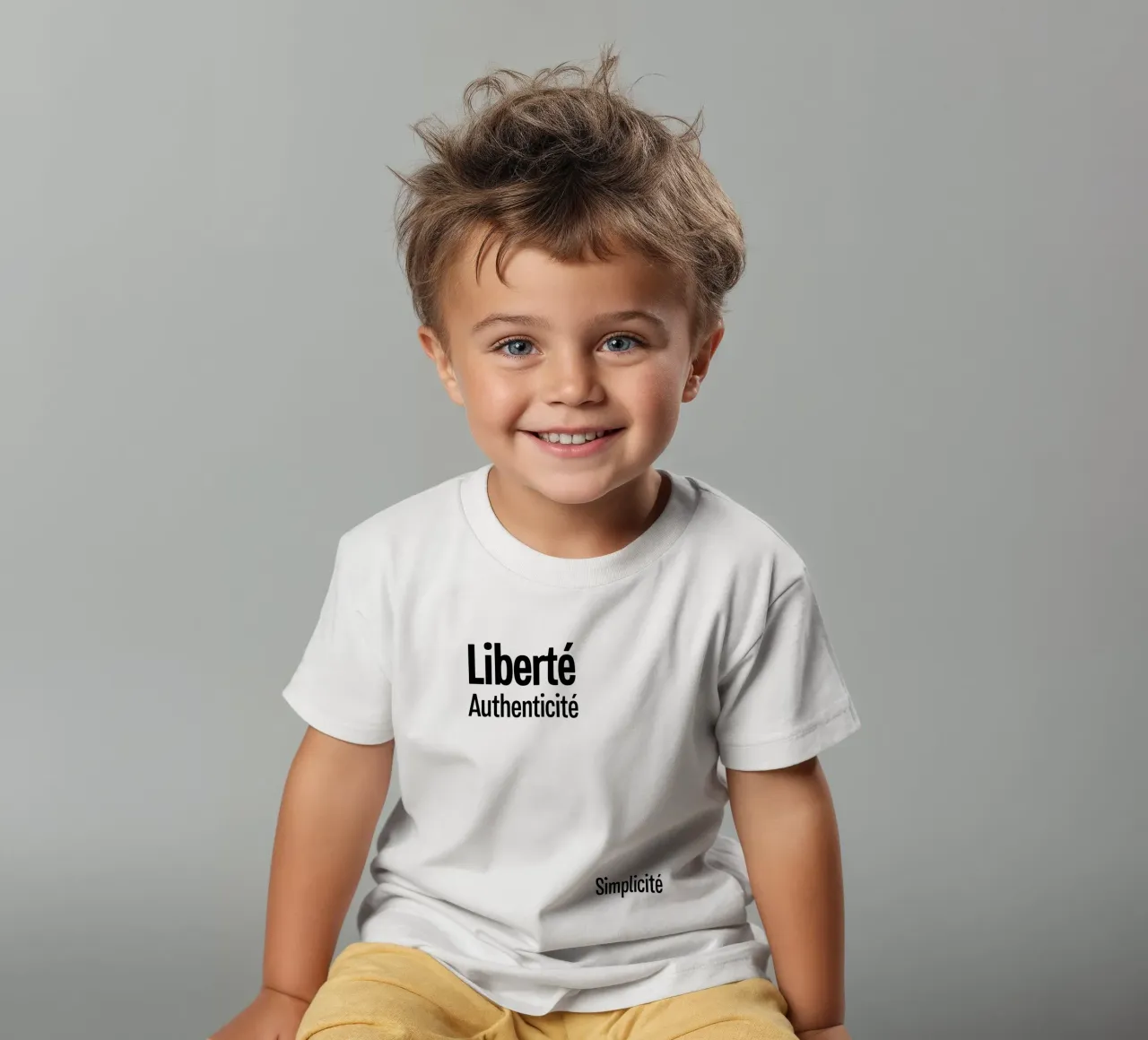 Liberte Authenticite Simplicite t-shirt bambini da YV TYPOGRAPHY